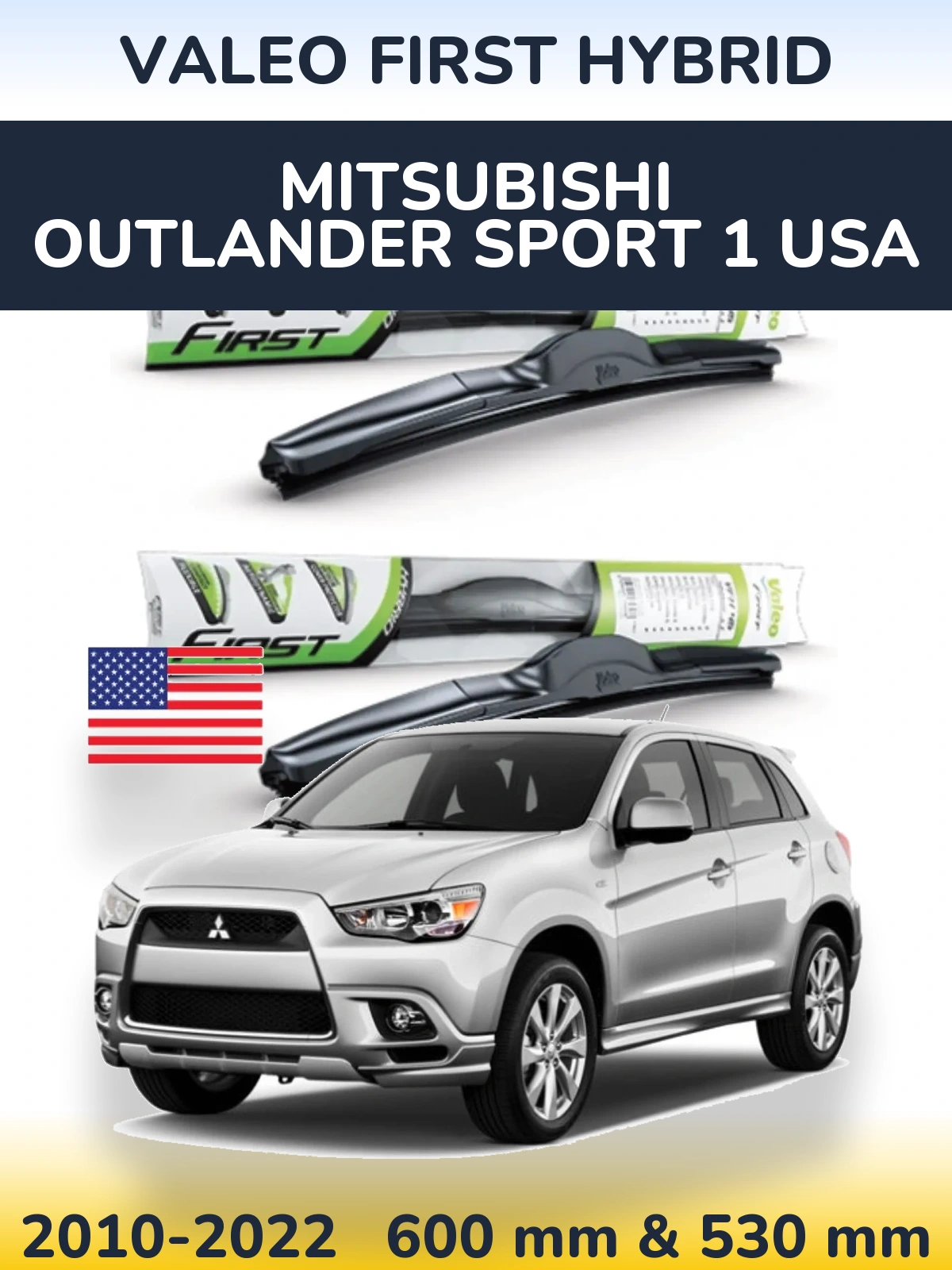 Комплект передних дворников Valeo First Hybrid 600 & 530 мм для Mitsubishi Outlander Sport 1 USA 2010-2022