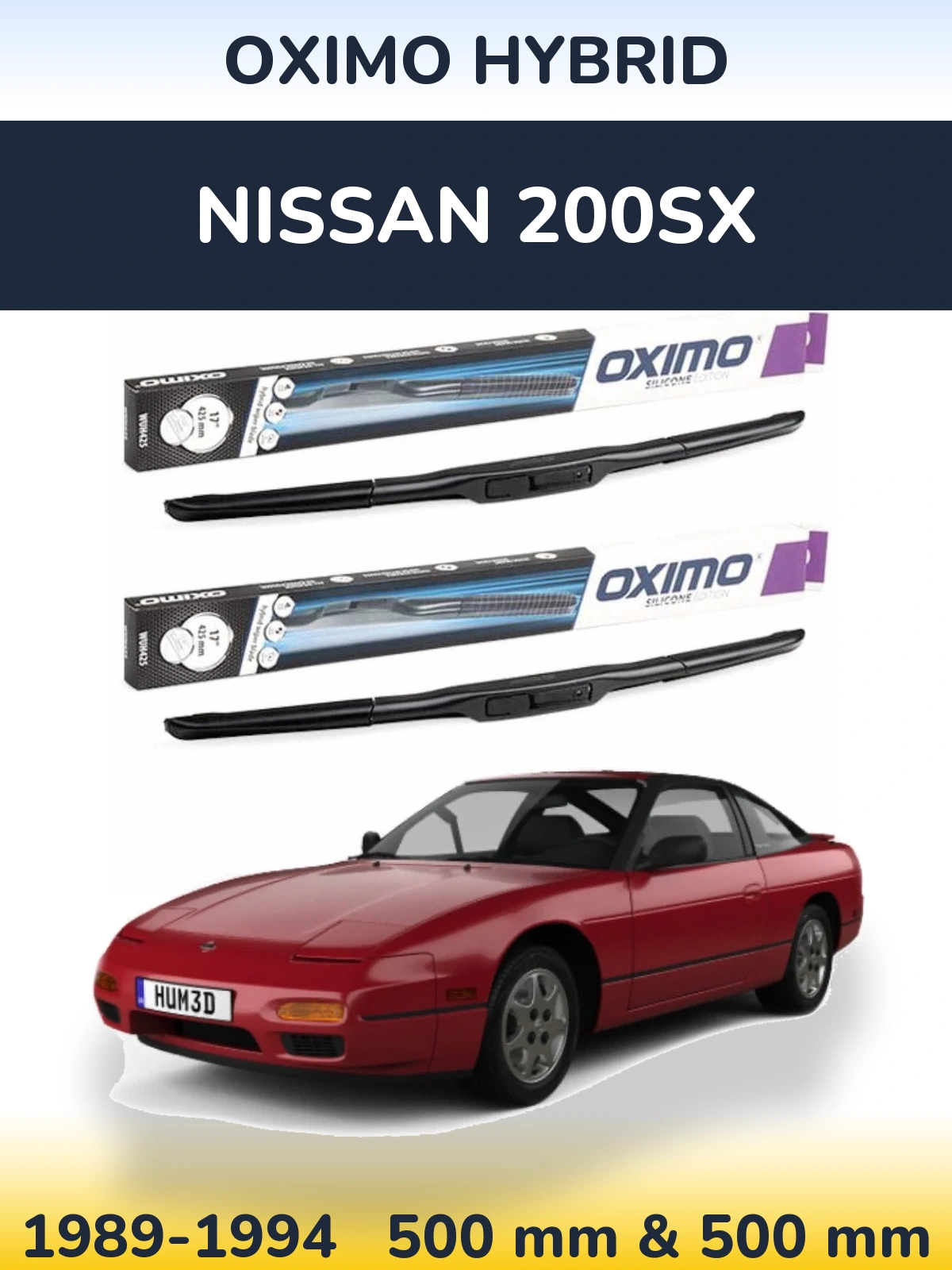 Комплект передніх щіток Oximo Hybrid 500 & 500 мм для Nissan 200SX 1989-1994