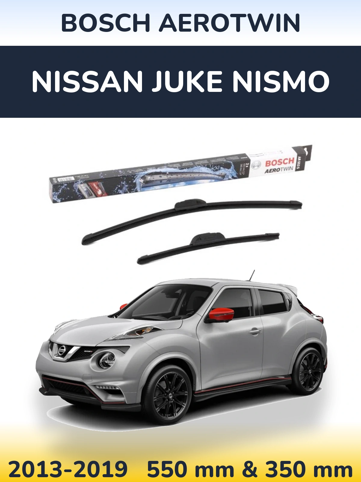 Front wiper blade set BOSCH AeroTwin 550 & 350 mm for Nissan Juke Nismo 2013-2019