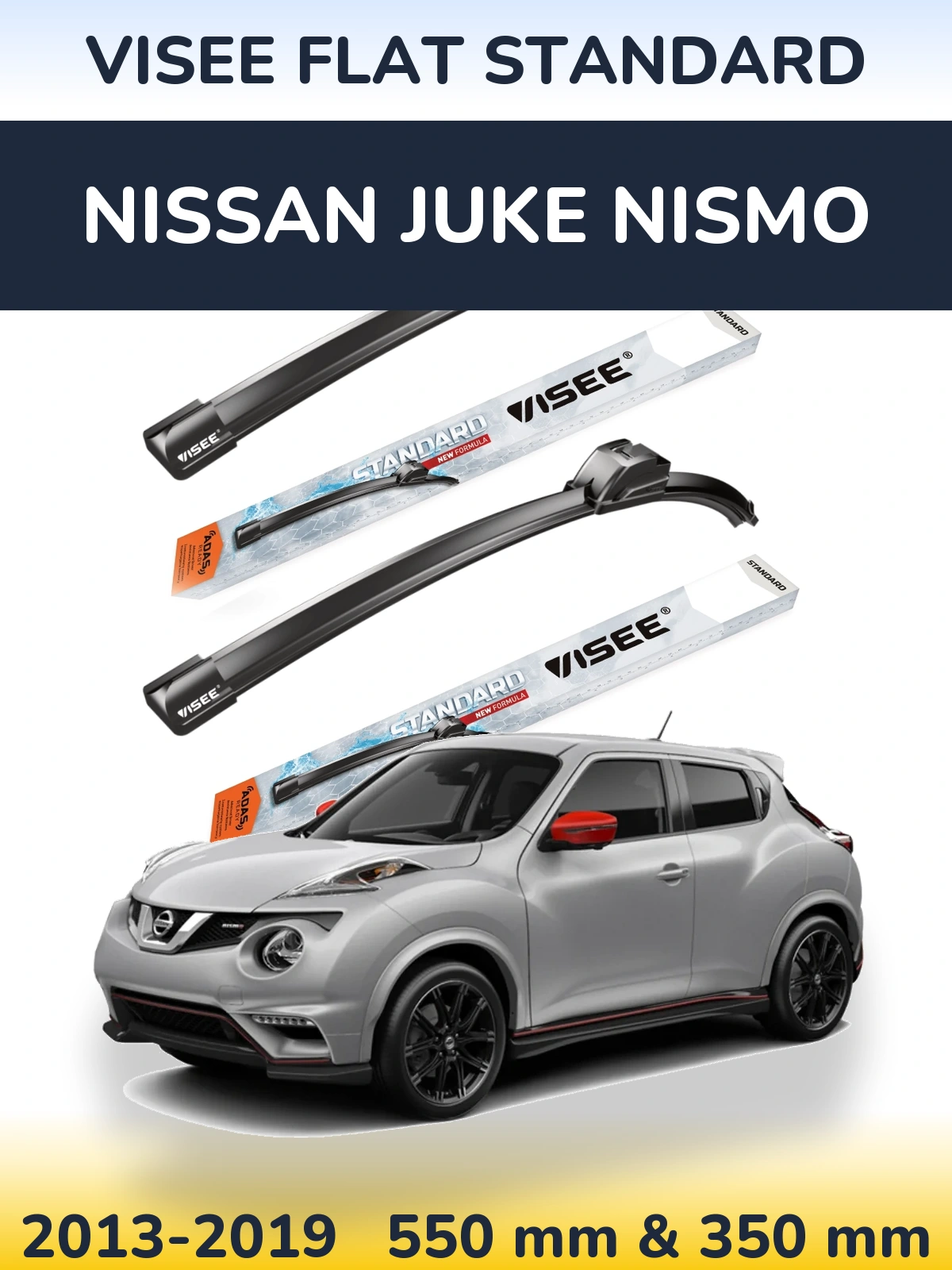 Комплект передних дворников VISEE FLAT STANDARD 550 & 350 мм для Nissan Juke Nismo 2013-2019