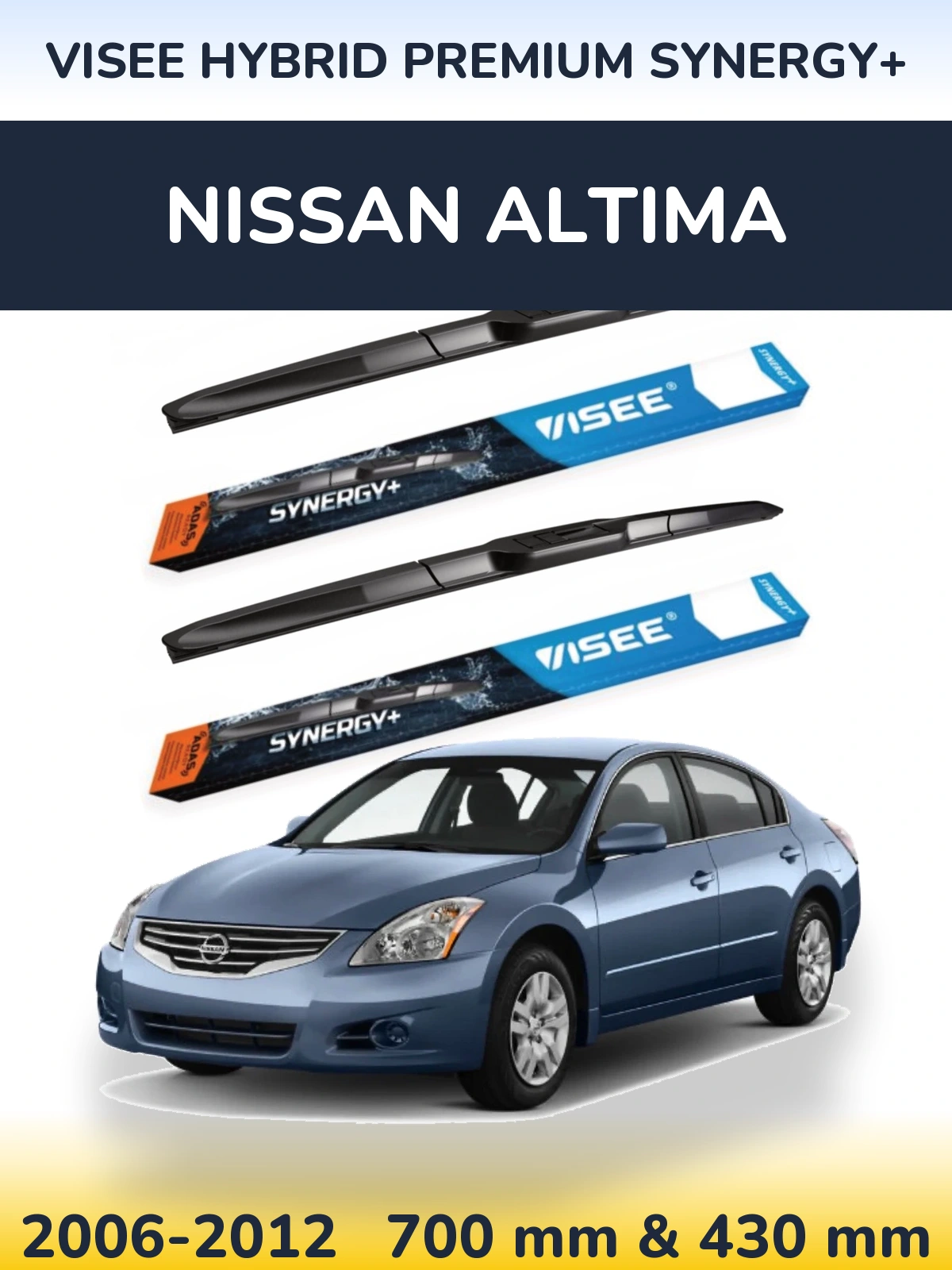 Komplet przednich wycieraczek VISEE HYBRID PREMIUM SYNERGY+ 700 & 430 mm do Nissan Altima 2006-2012