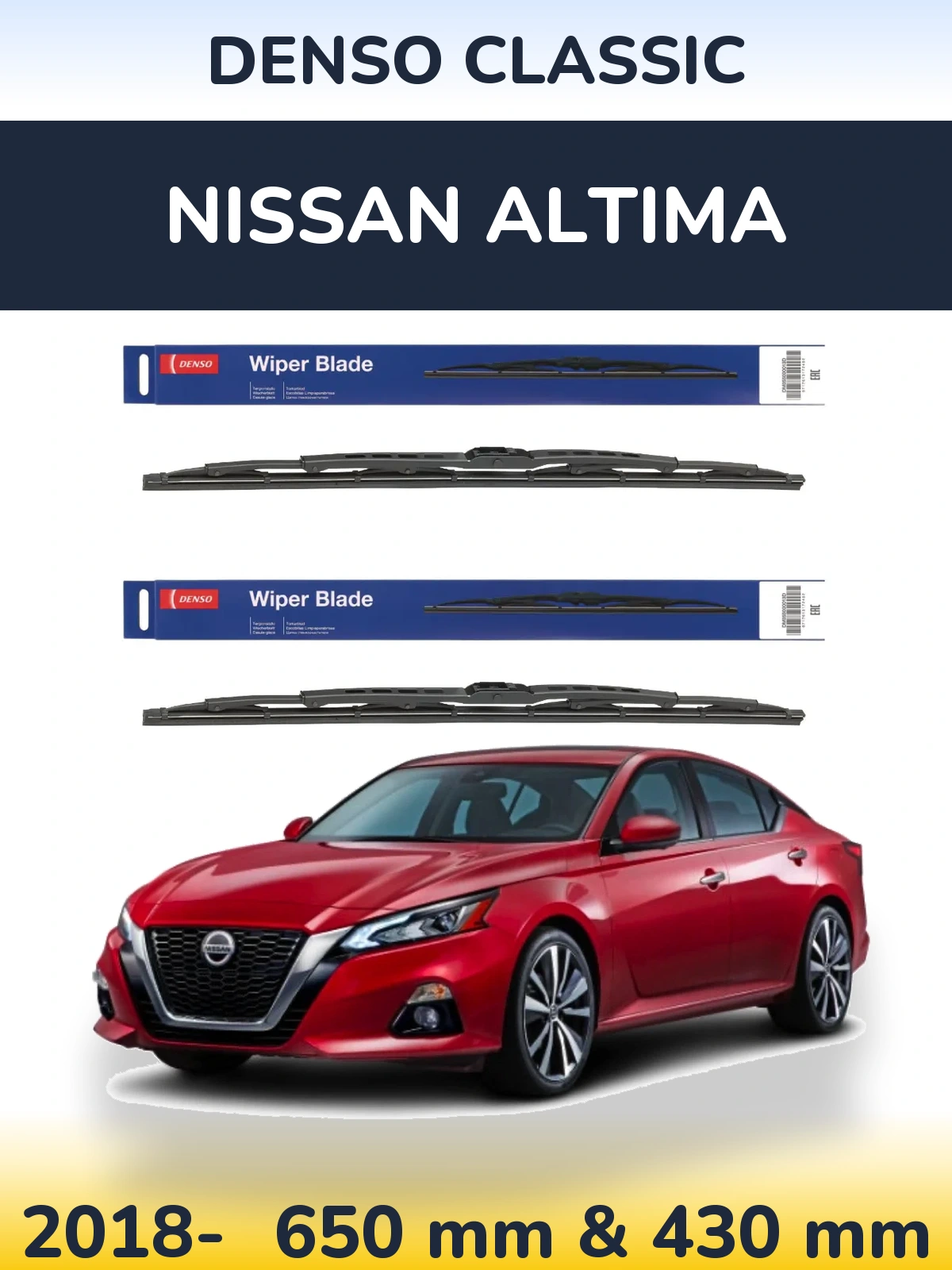 Front wiper blade set Denso Classic 650 & 430 mm for Nissan Altima 2018-2026