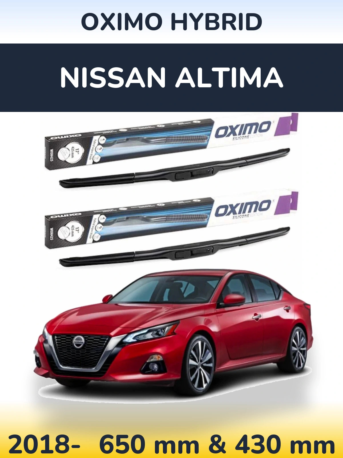 Комплект передніх щіток Oximo Hybrid 650 & 430 мм для Nissan Altima 2018-2026