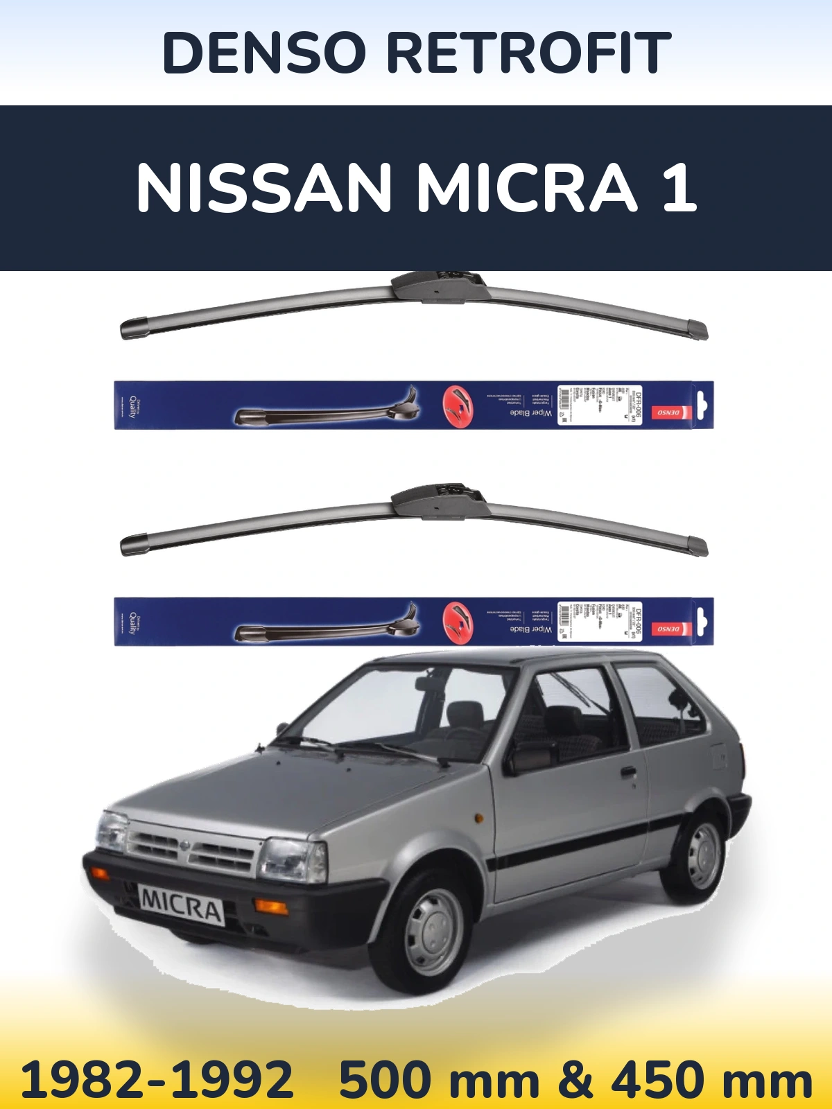 Комплект передніх щіток Denso Retrofit 500 & 450 мм для Nissan Micra 1 1982-1992