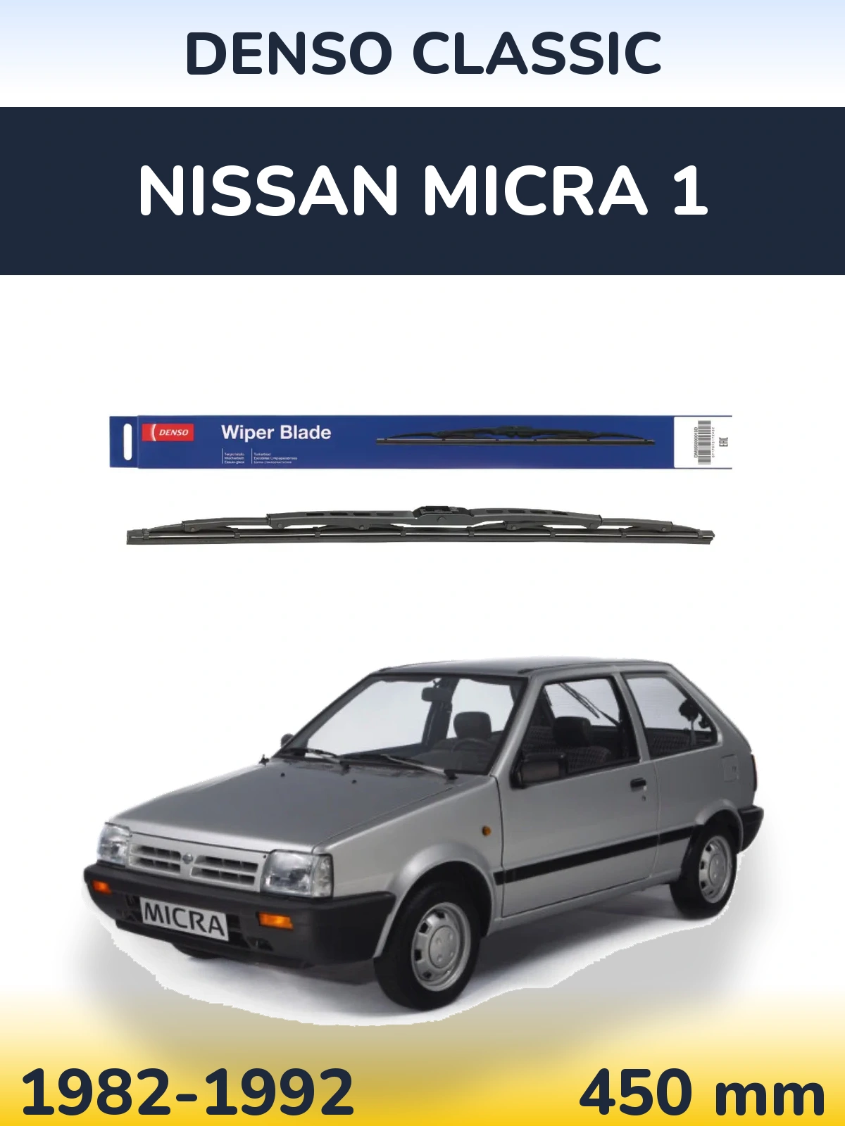Rear wiper blade Denso Classic 450 mm for Nissan Micra 1 1982-1992