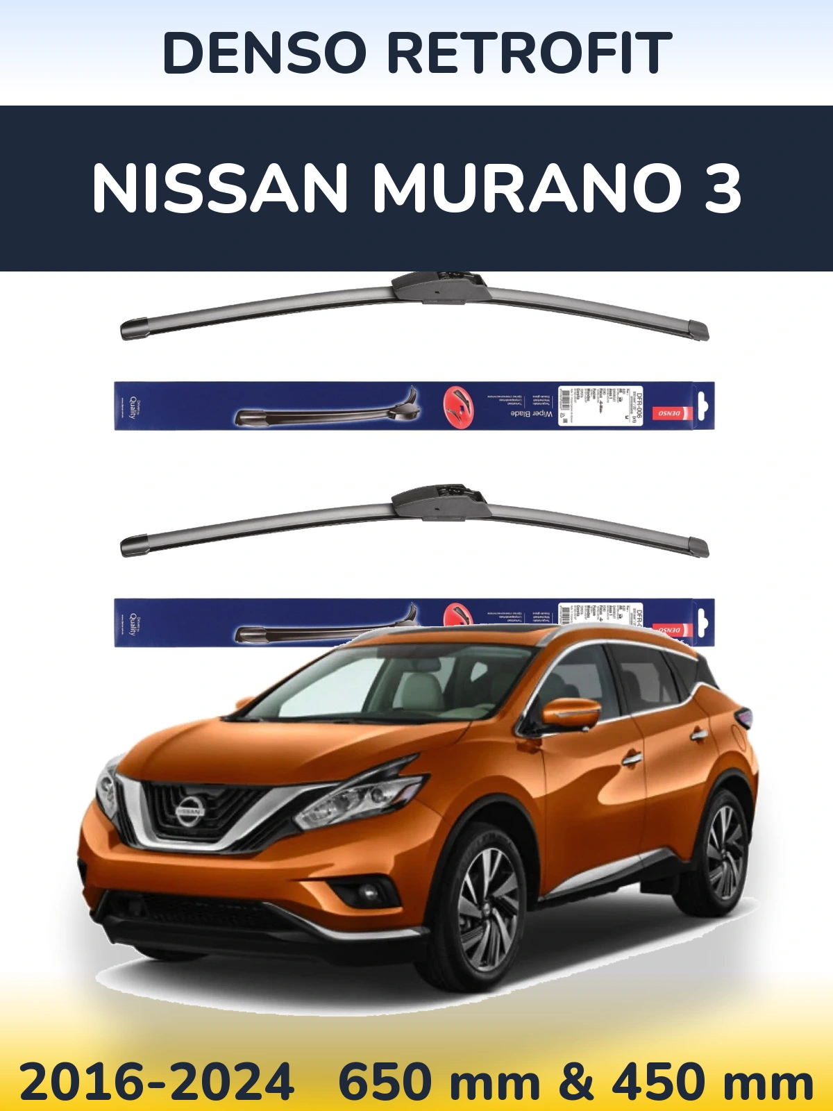 Komplet przednich wycieraczek Denso Retrofit 650 & 450 mm do Nissan Murano 3 2016-2024