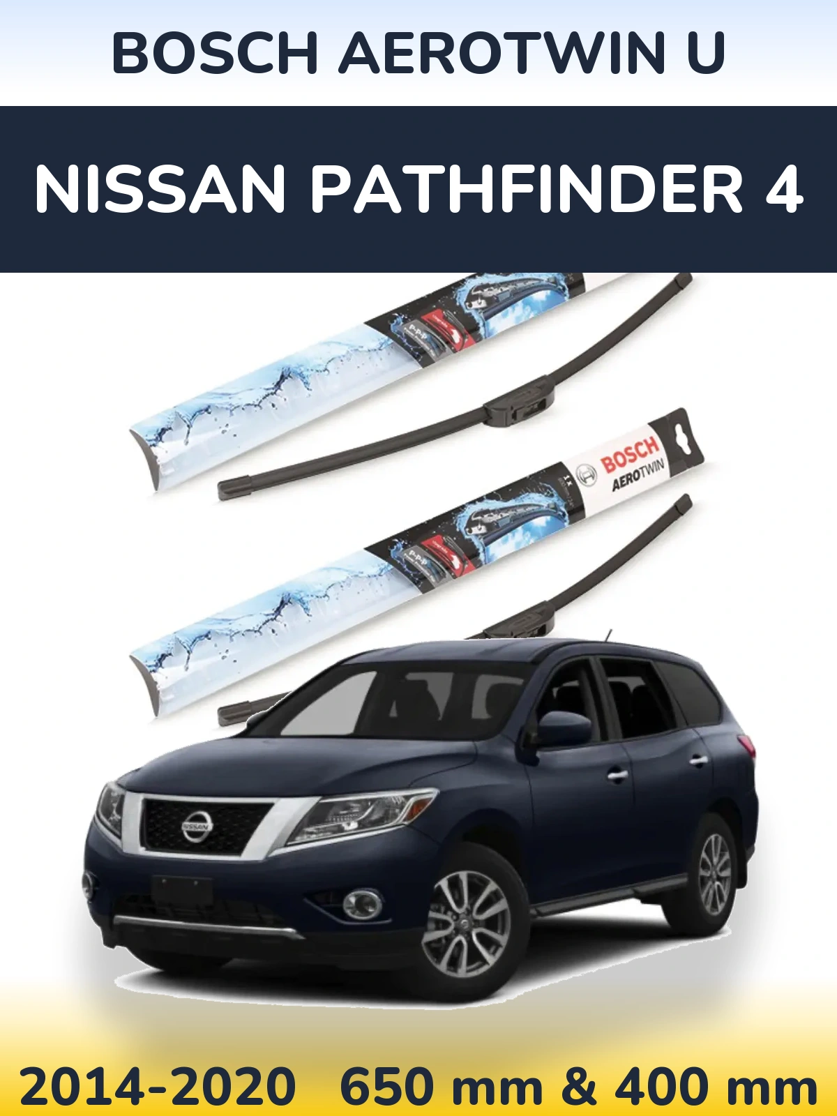 Komplet przednich wycieraczek BOSCH AeroTwin U 650 & 400 mm do Nissan Pathfinder 4 2014-2020
