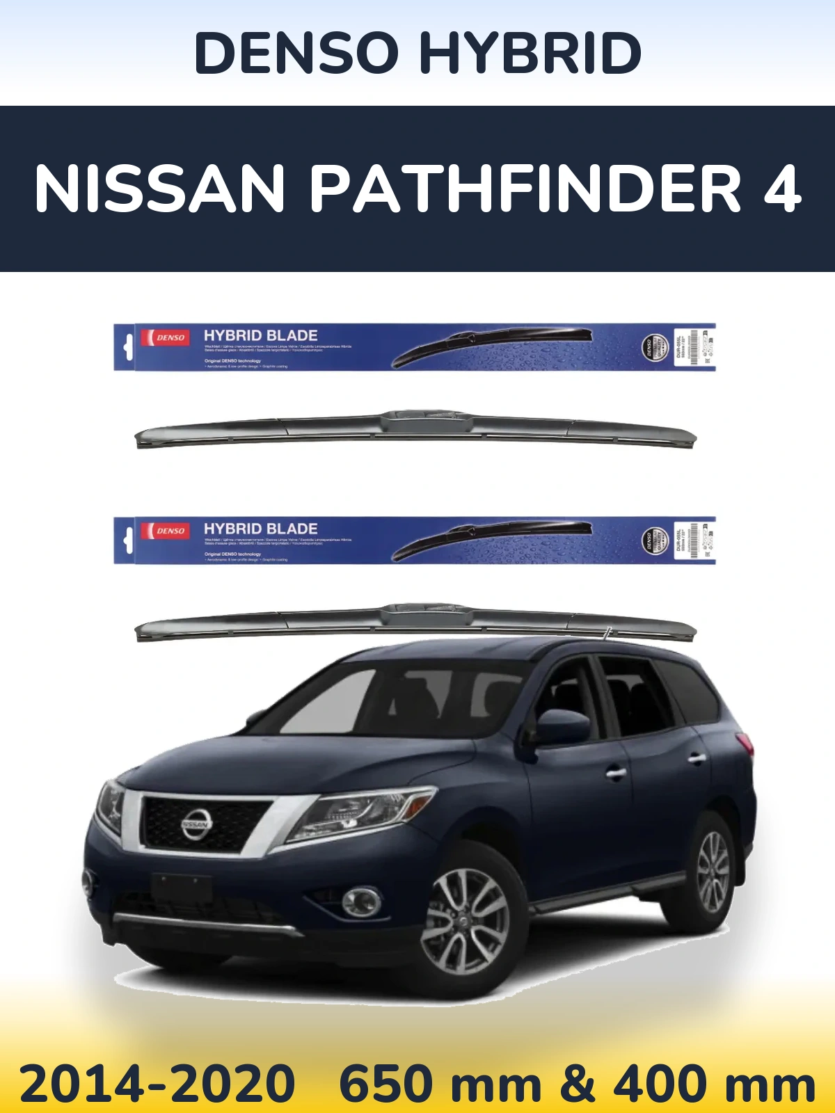 Komplet przednich wycieraczek Denso Hybrid 650 & 400 mm do Nissan Pathfinder 4 2014-2020