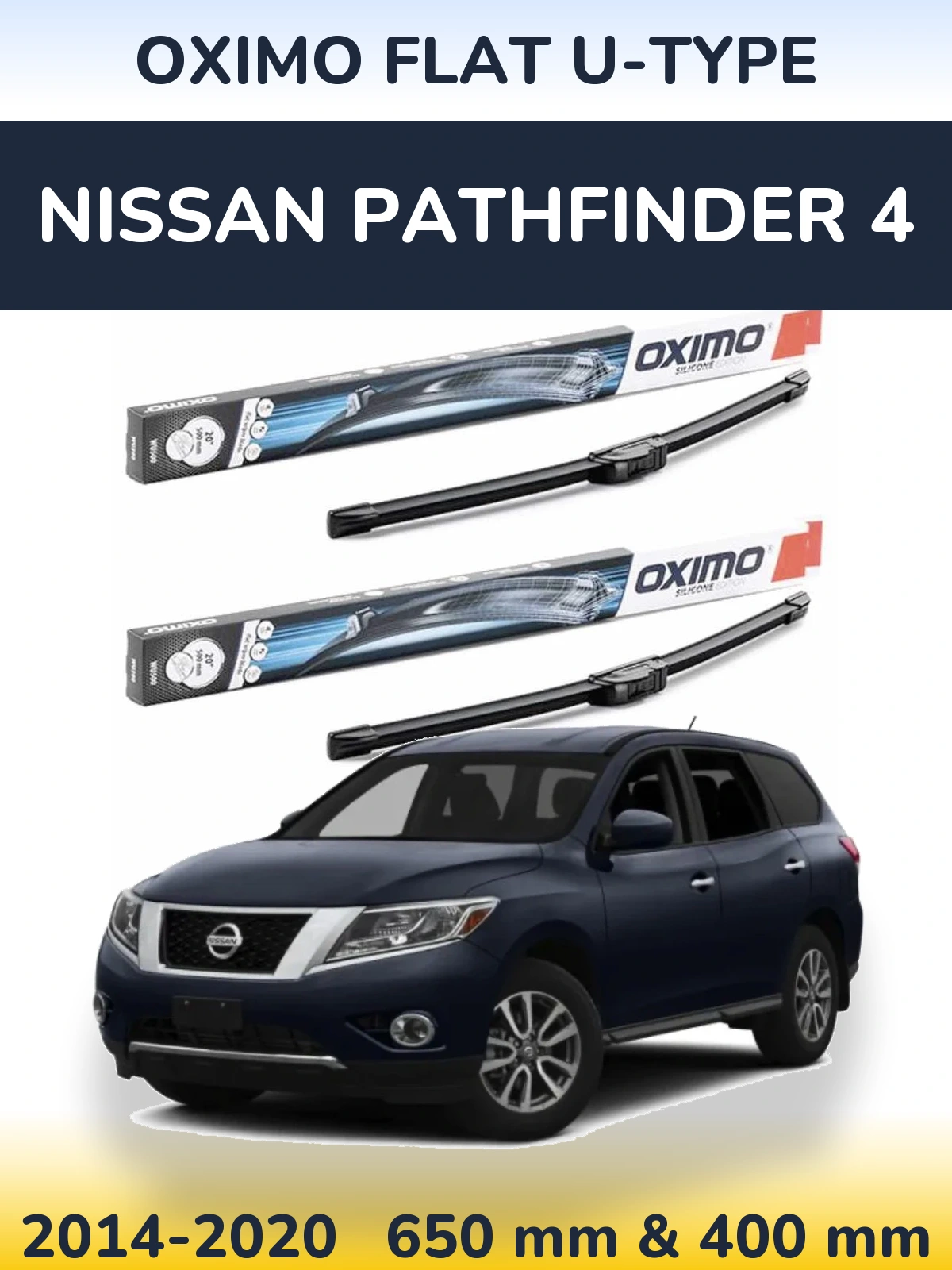 Komplet przednich wycieraczek Oximo Flat U-type 650 & 400 mm do Nissan Pathfinder 4 2014-2020