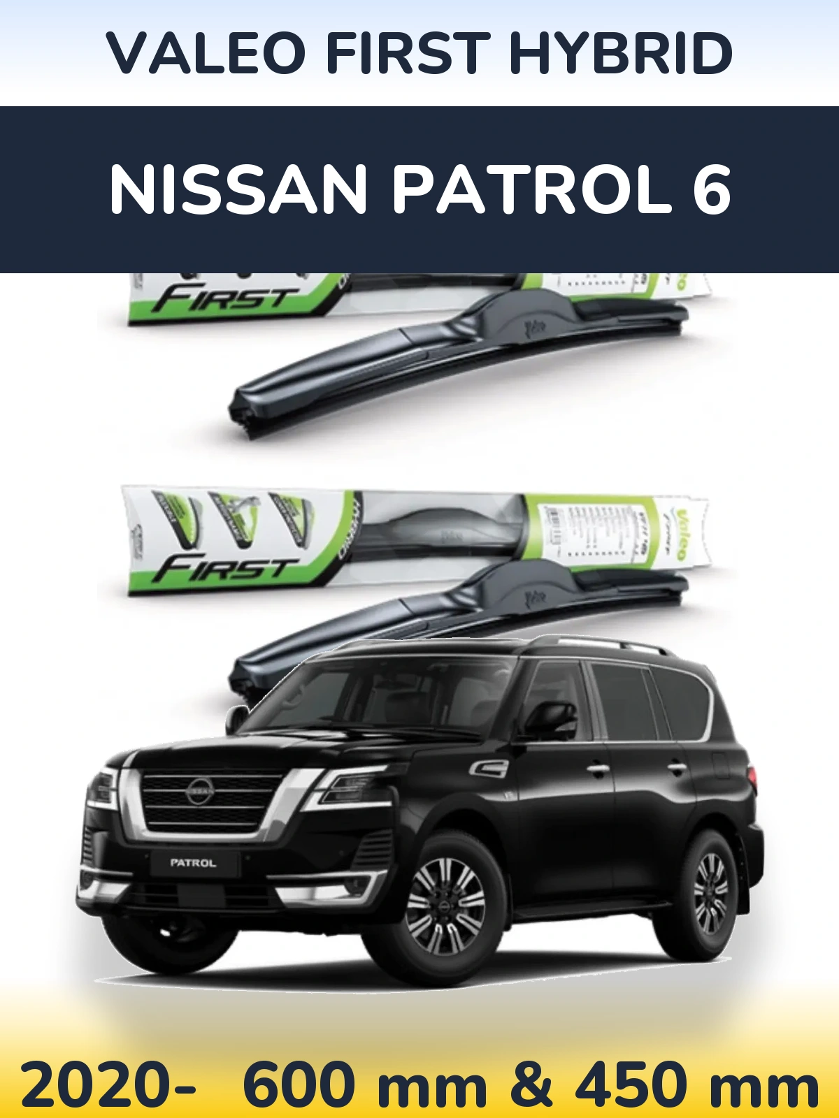 Комплект передних дворников Valeo First Hybrid 600 & 450 мм для Nissan Patrol 6 2020-2026