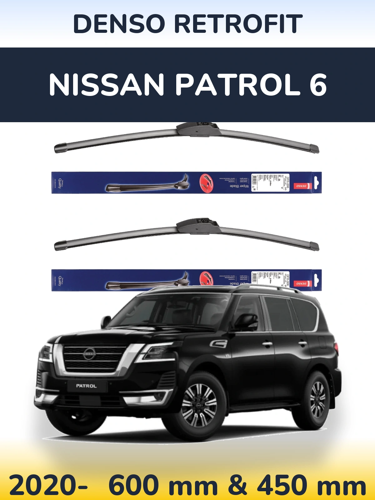 Комплект передних дворников Denso Retrofit 600 & 450 мм для Nissan Patrol 6 2020-2026
