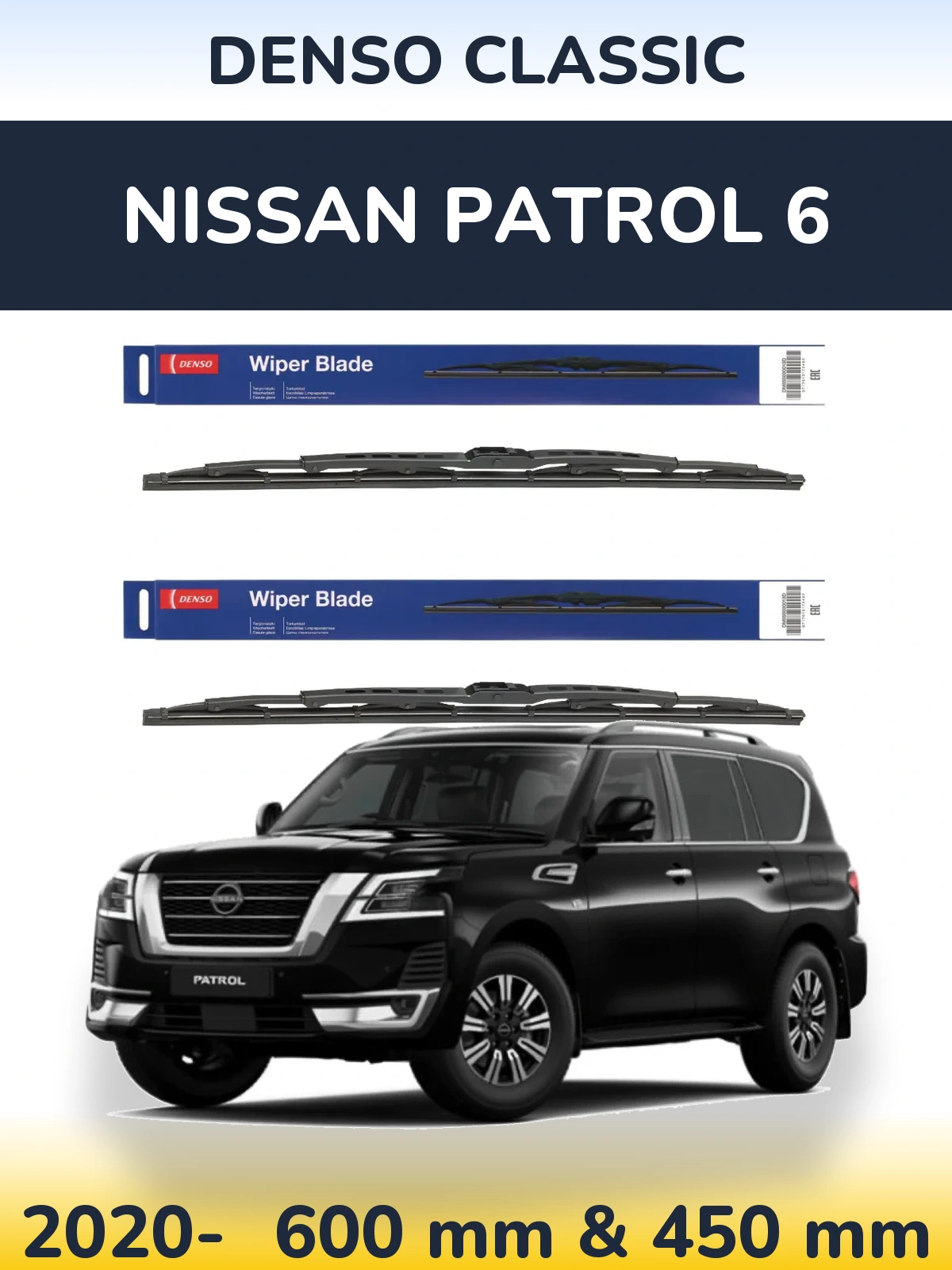 Komplet przednich wycieraczek Denso Classic 600 & 450 mm do Nissan Patrol 6 2020-2026