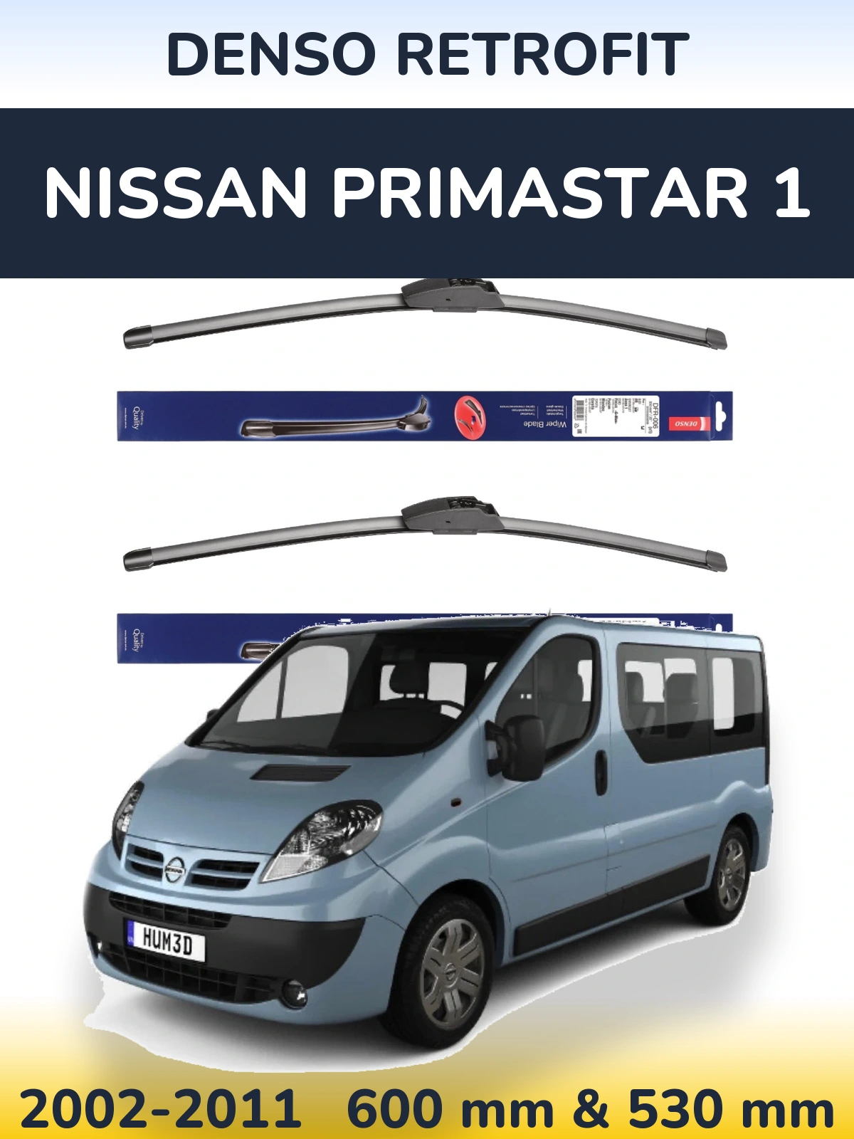 Комплект передніх щіток Denso Retrofit 600 & 530 мм для Nissan Primastar 1 2002-2011