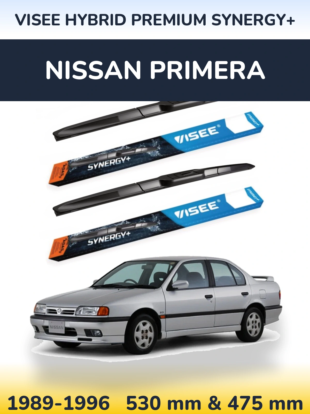 Комплект передних дворников VISEE HYBRID PREMIUM SYNERGY+ 530 & 475 мм для Nissan Primera 1989-1996