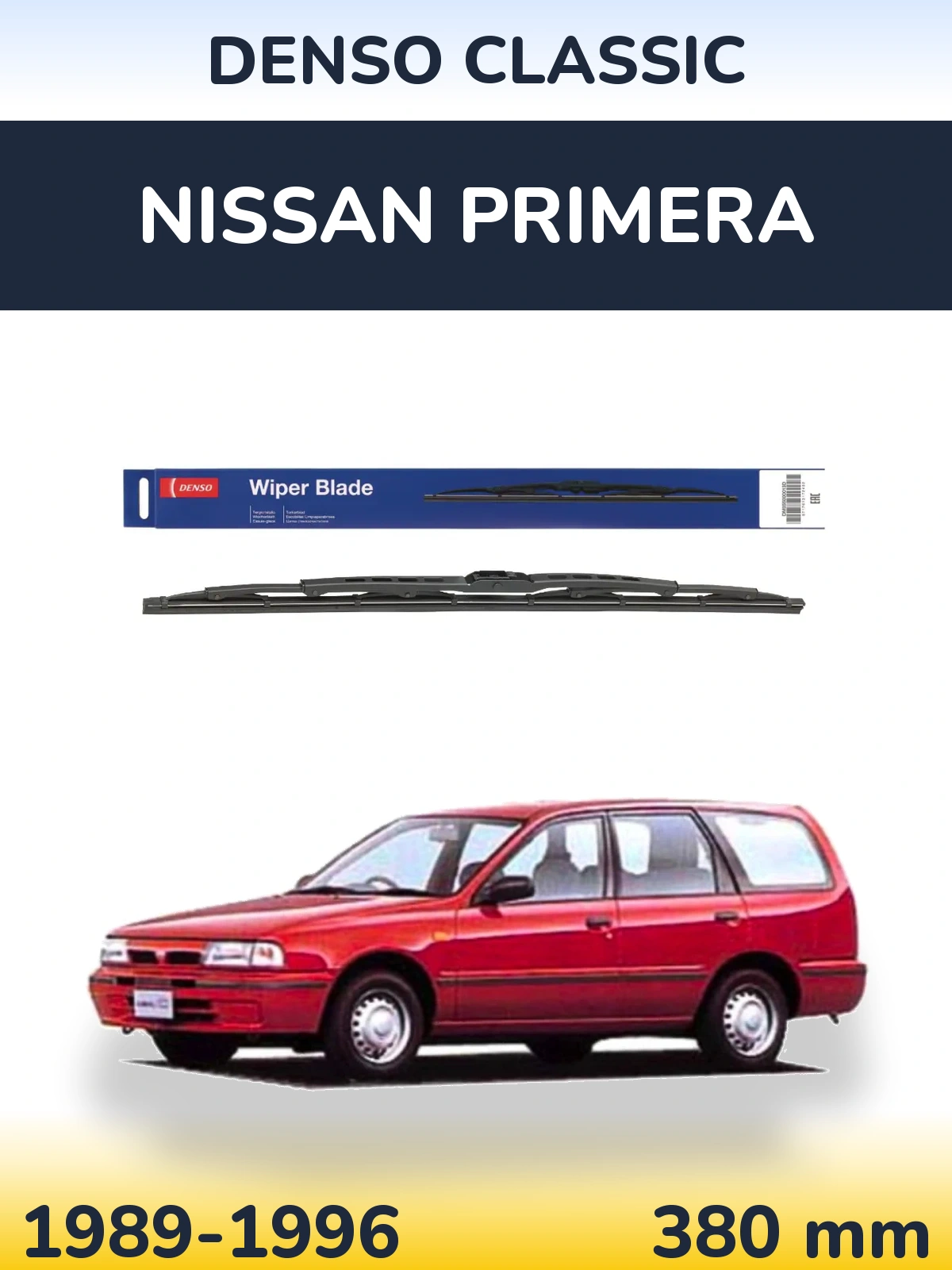 Rear wiper blade Denso Classic 380 mm for Nissan Primera 1989-1996
