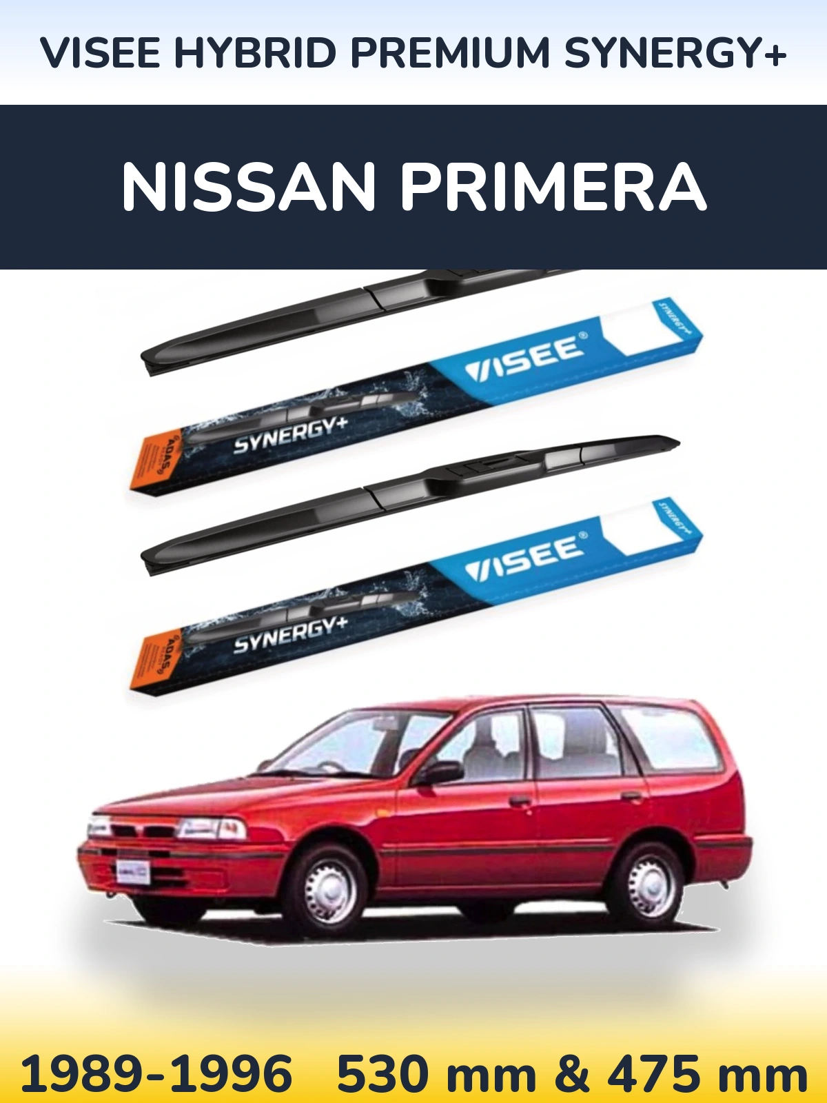 Komplet przednich wycieraczek VISEE HYBRID PREMIUM SYNERGY+ 530 & 475 mm do Nissan Primera 1989-1996