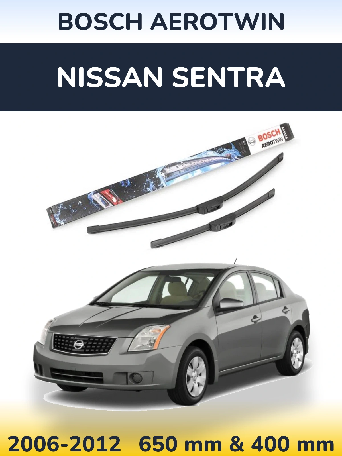 Комплект передніх щіток BOSCH AeroTwin 650 & 400 мм для Nissan Sentra 2006-2012