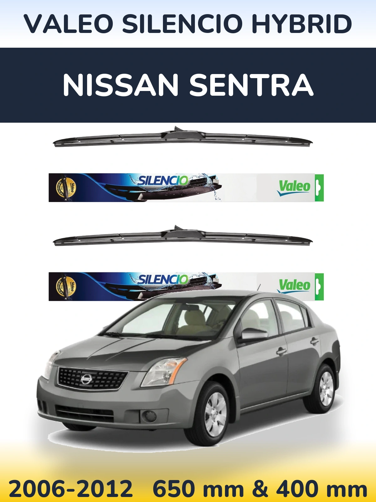 Комплект передних дворников Valeo Silencio Hybrid 650 & 400 мм для Nissan Sentra 2006-2012