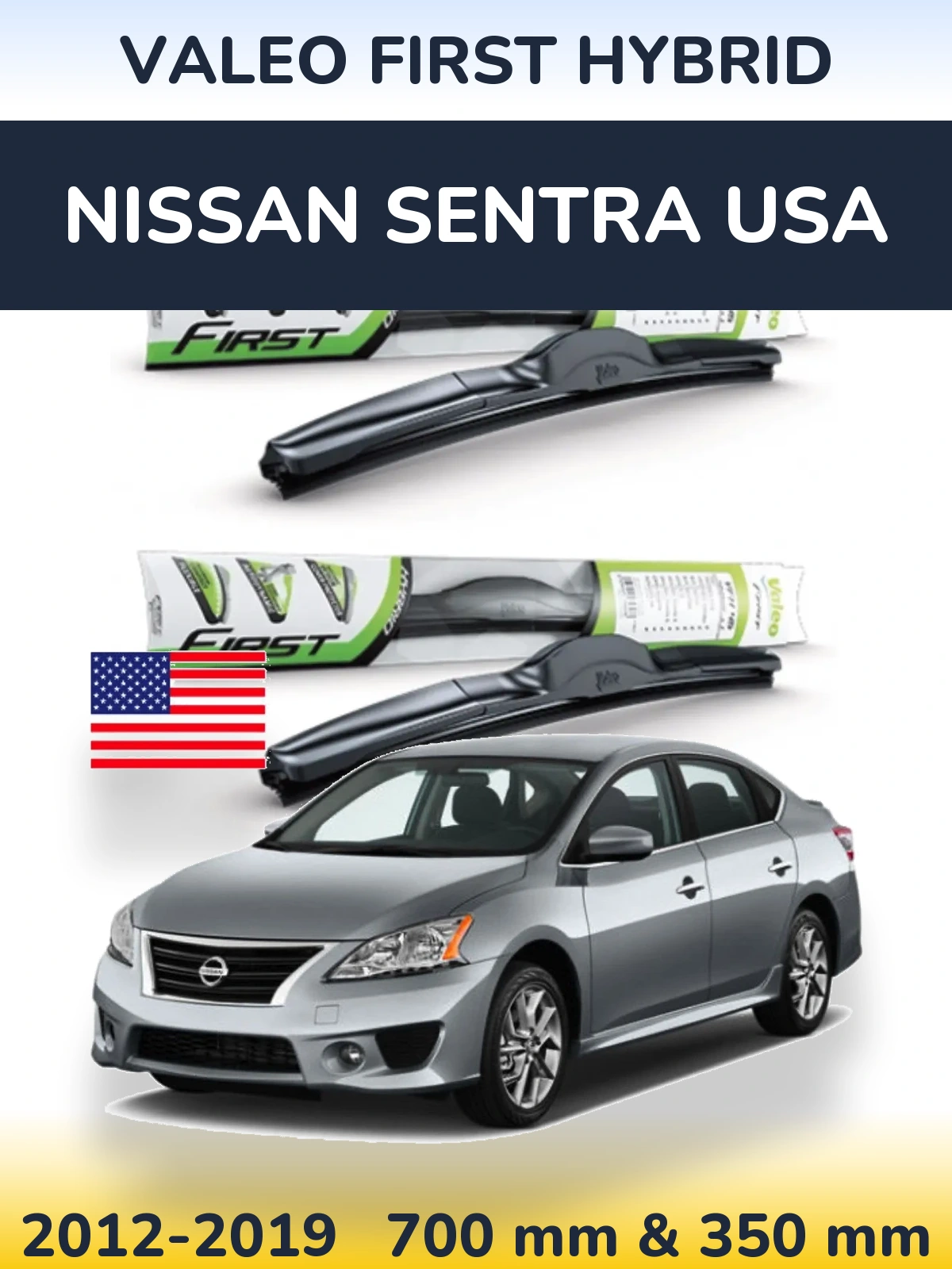 Komplet przednich wycieraczek Valeo First Hybrid 700 & 350 mm do Nissan Sentra USA 2012-2019