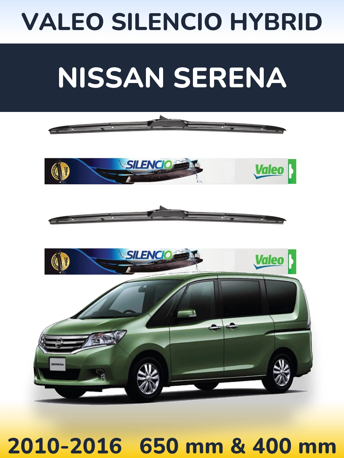Комплект передних дворников Valeo Silencio Hybrid 650 & 400 мм для Nissan Serena 2010-2016