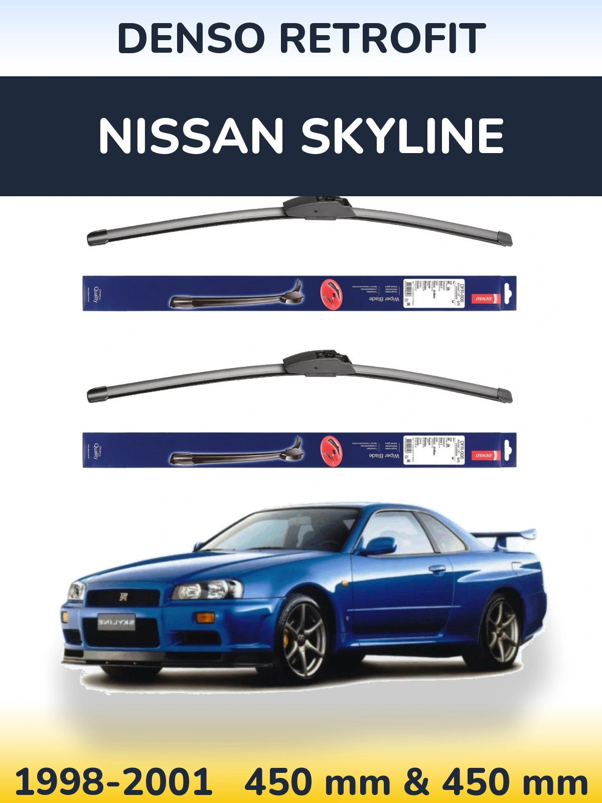 Комплект передних дворников Denso Retrofit 450 & 450 мм для Nissan Skyline 1998-2001