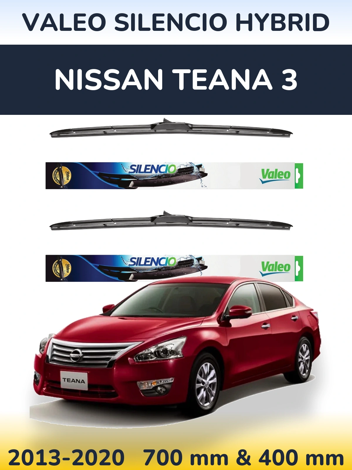 Комплект передних дворников Valeo Silencio Hybrid 700 & 400 мм для Nissan Teana 3 2013-2020