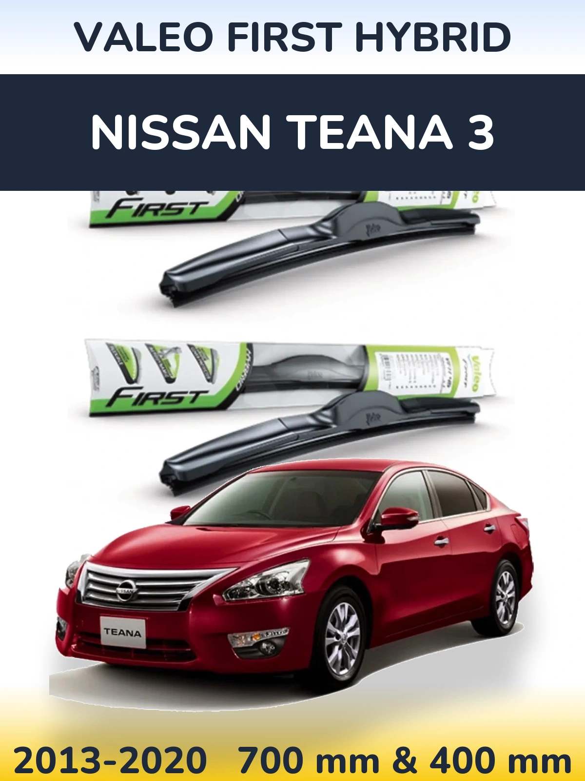 Front wiper blade set Valeo First Hybrid 700 & 400 mm for Nissan Teana 3 2013-2020