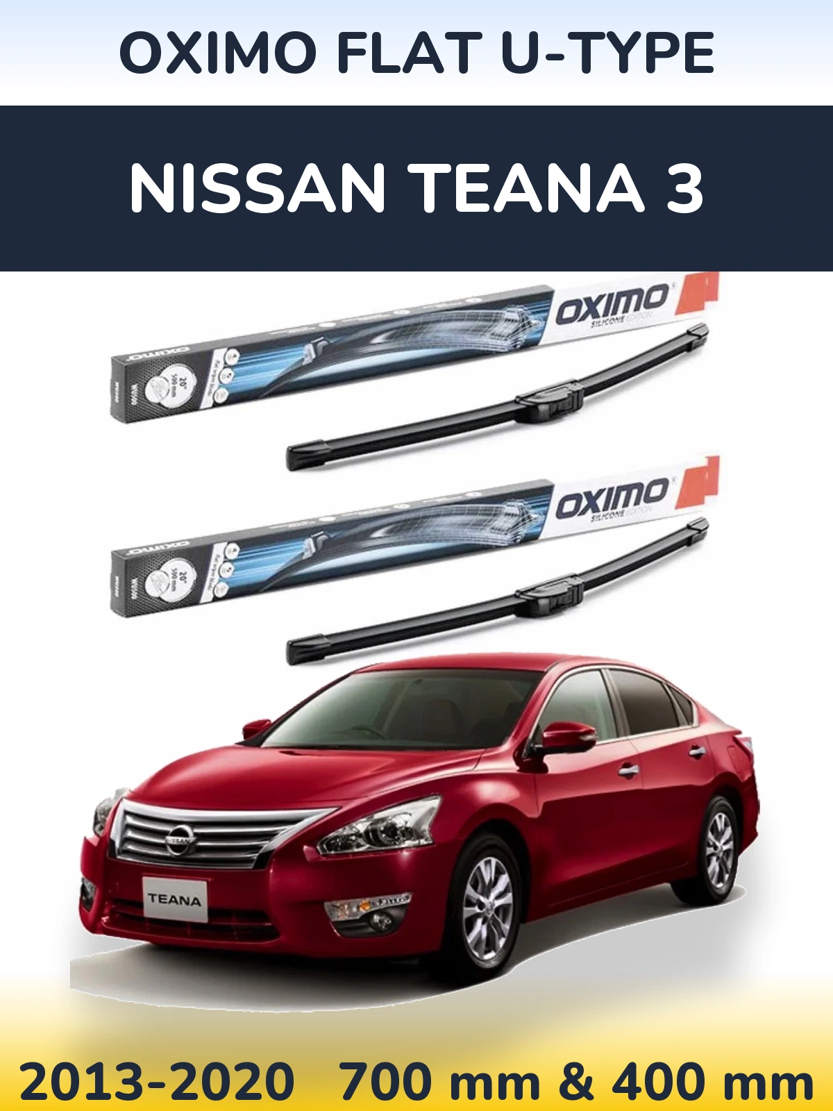Комплект передних дворников Oximo Flat U-type 700 & 400 мм для Nissan Teana 3 2013-2020
