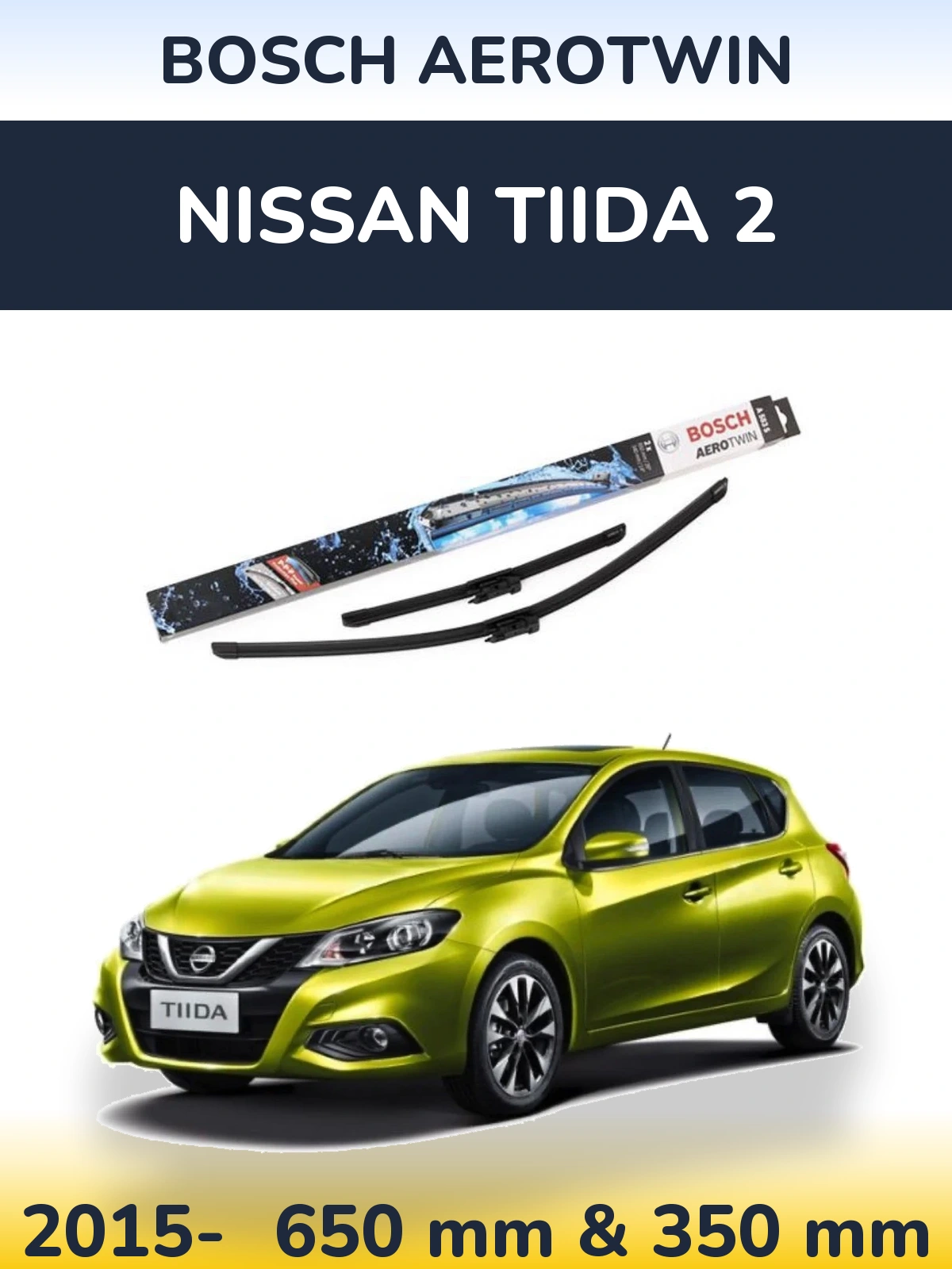 Komplet przednich wycieraczek BOSCH AeroTwin 650 & 340 mm do Nissan Tiida 2 2015-2026