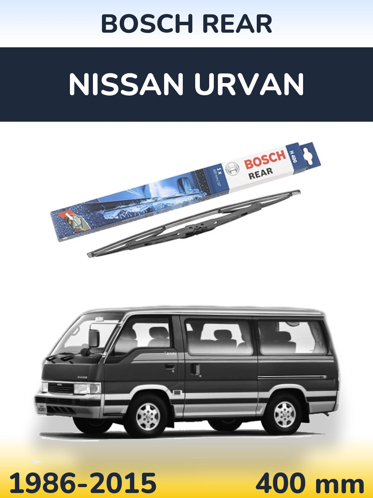 Rear wiper blade BOSCH Rear 400 mm for Nissan Urvan 1986-2015