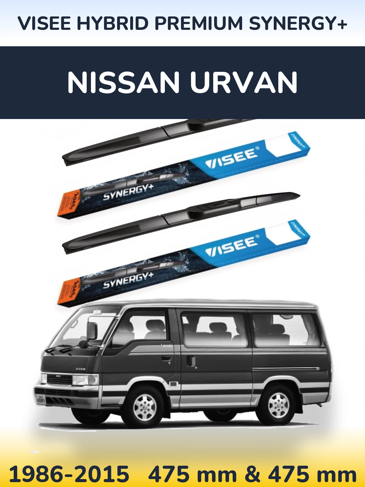 Комплект передних дворников VISEE HYBRID PREMIUM SYNERGY+ 475 & 475 мм для Nissan Urvan 1986-2015
