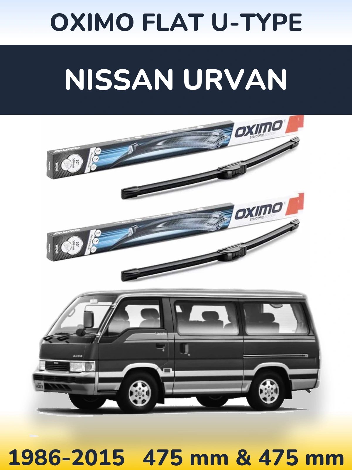 Komplet przednich wycieraczek Oximo Flat U-type 475 & 475 mm do Nissan Urvan 1986-2015