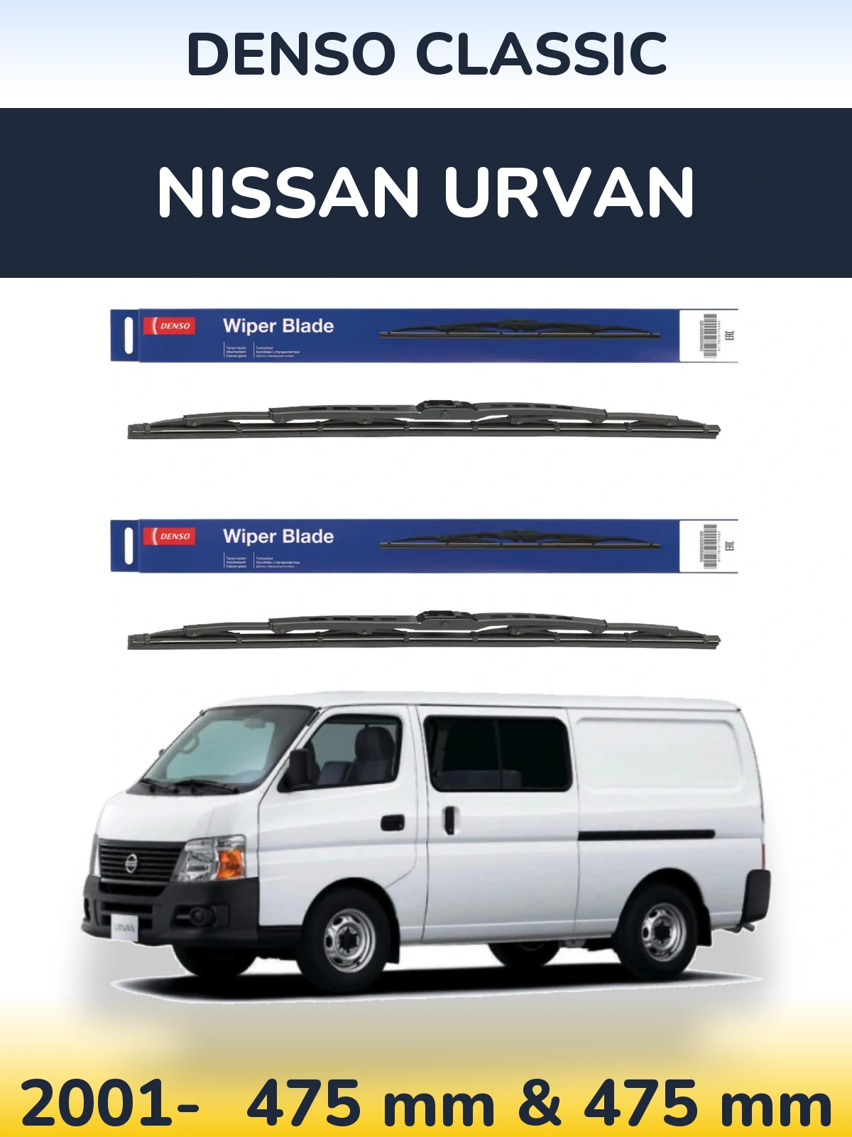 Komplet przednich wycieraczek Denso Classic 475 & 475 mm do Nissan Urvan 2001-2026