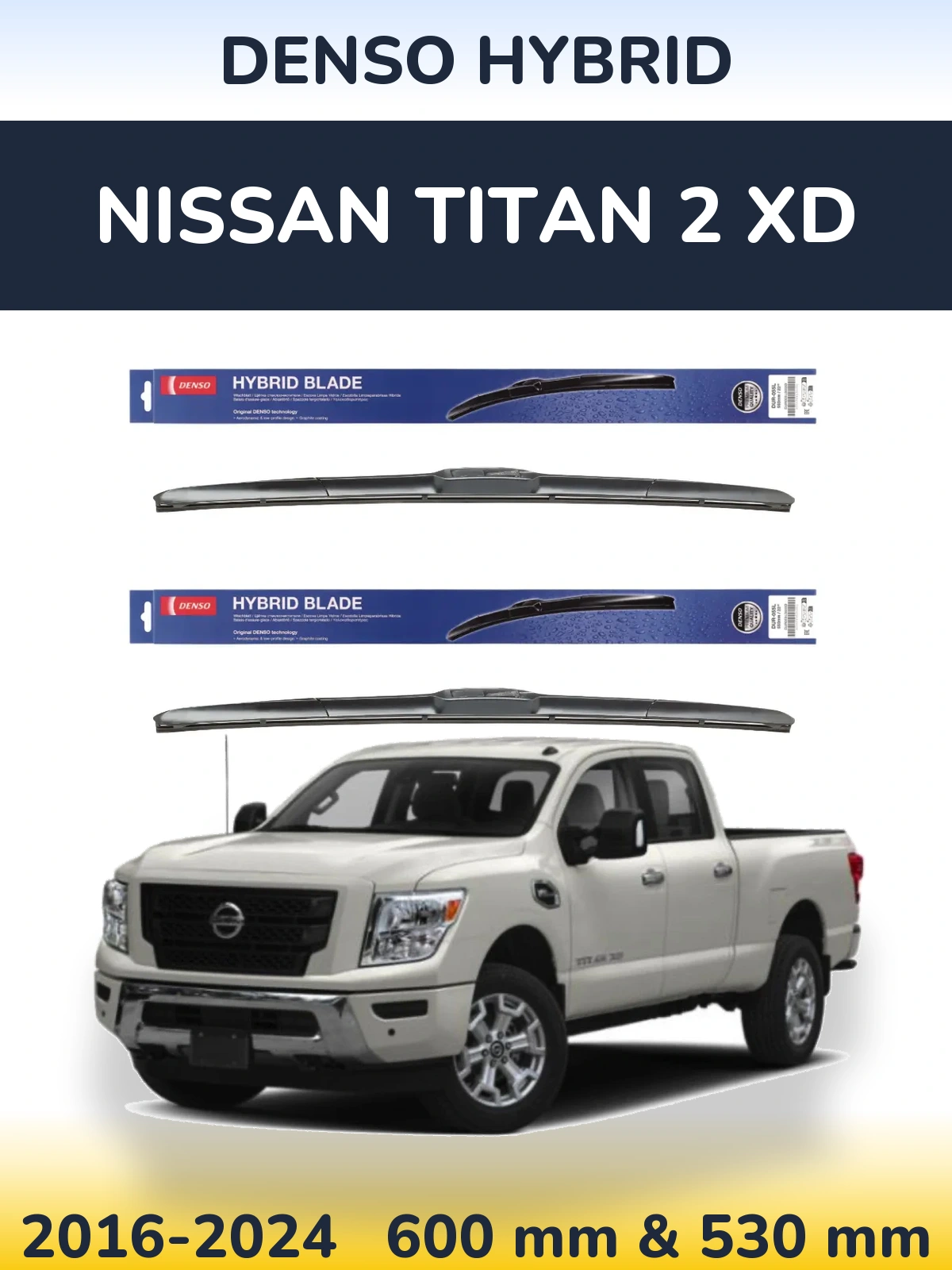 Komplet przednich wycieraczek Denso Hybrid 600 & 530 mm do Nissan Titan 2 XD 2016-2024