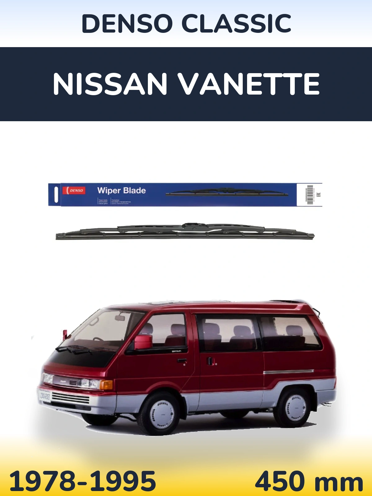 Rear wiper blade Denso Classic 450 mm for Nissan Vanette 1978-1995