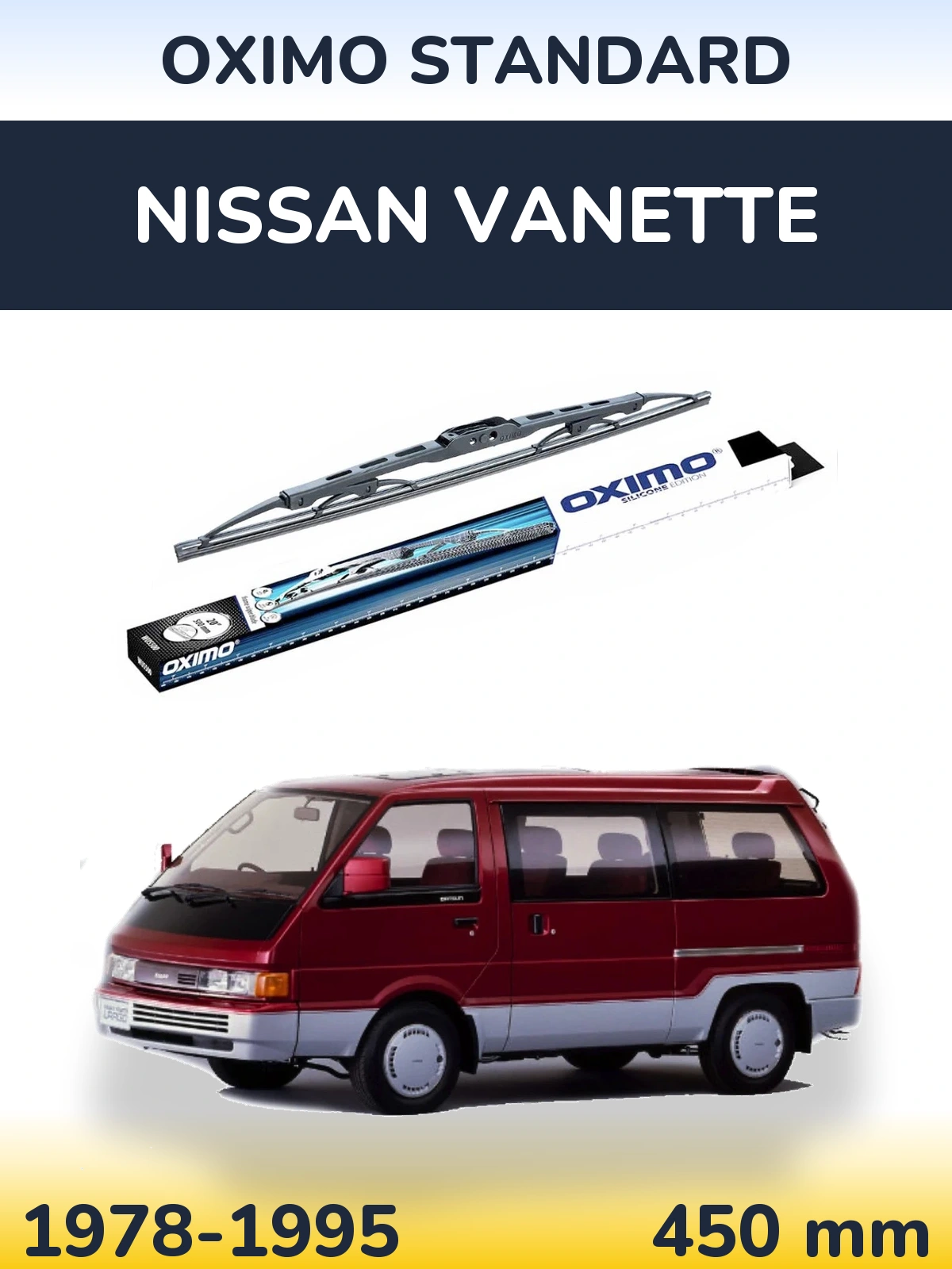 Rear wiper blade Oximo Standard 450 mm for Nissan Vanette 1978-1995