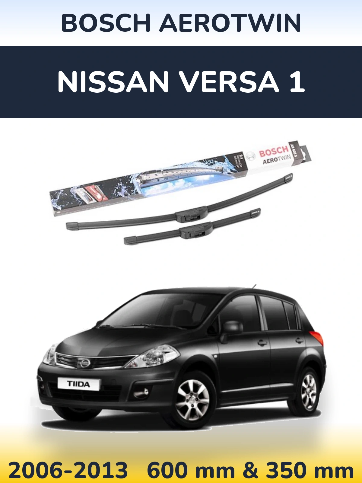 Komplet przednich wycieraczek BOSCH AeroTwin 600 & 350 mm do Nissan Versa 1 2006-2013
