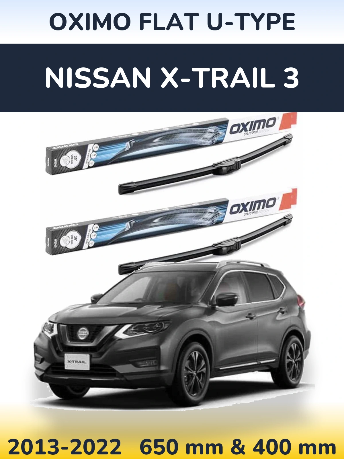Komplet przednich wycieraczek Oximo Flat U-type 650 & 400 mm do Nissan X-Trail 3 2013-2022