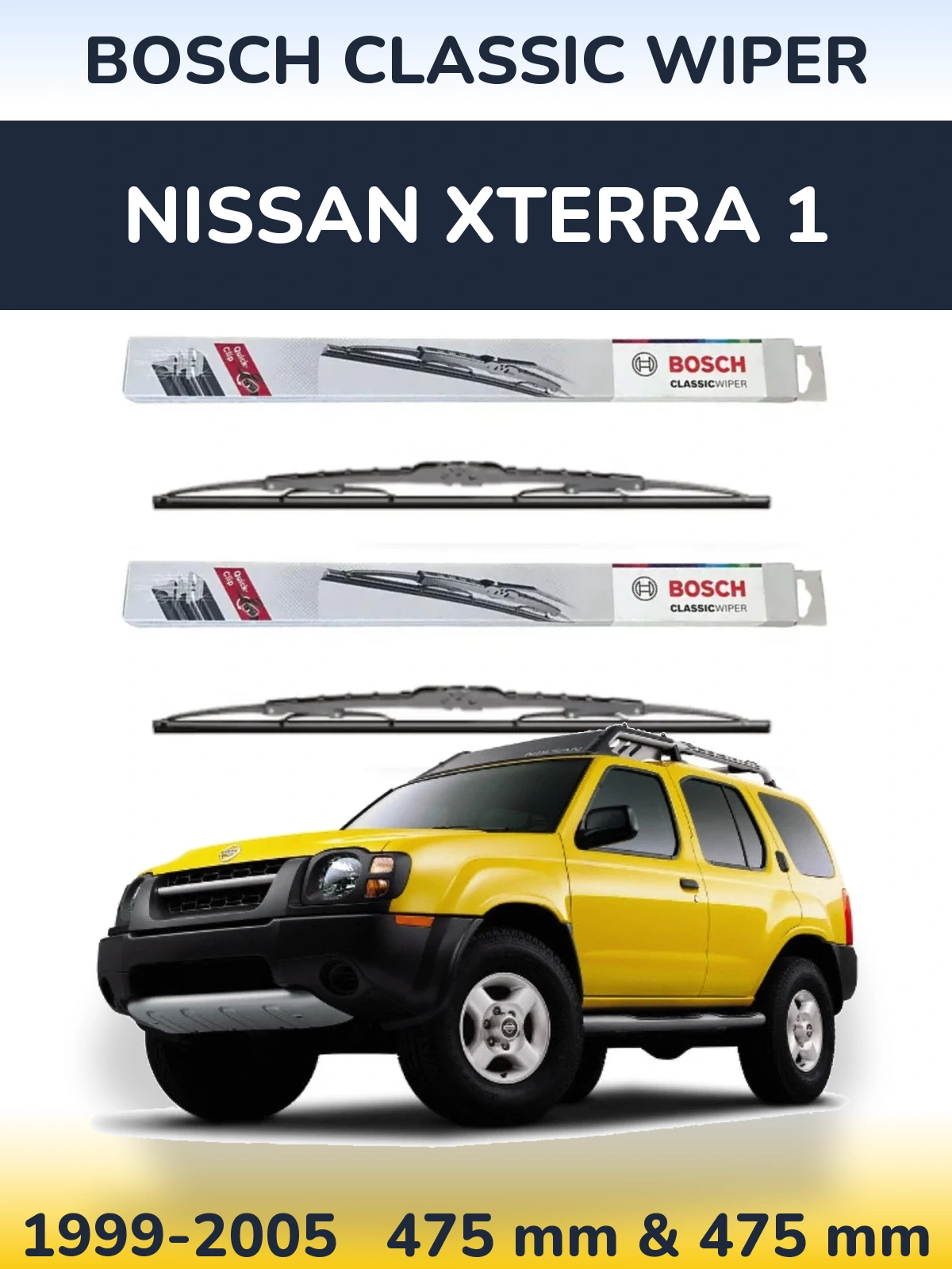 Komplet przednich wycieraczek BOSCH Classic Wiper 475 & 475 mm do Nissan Xterra 1 1999-2005