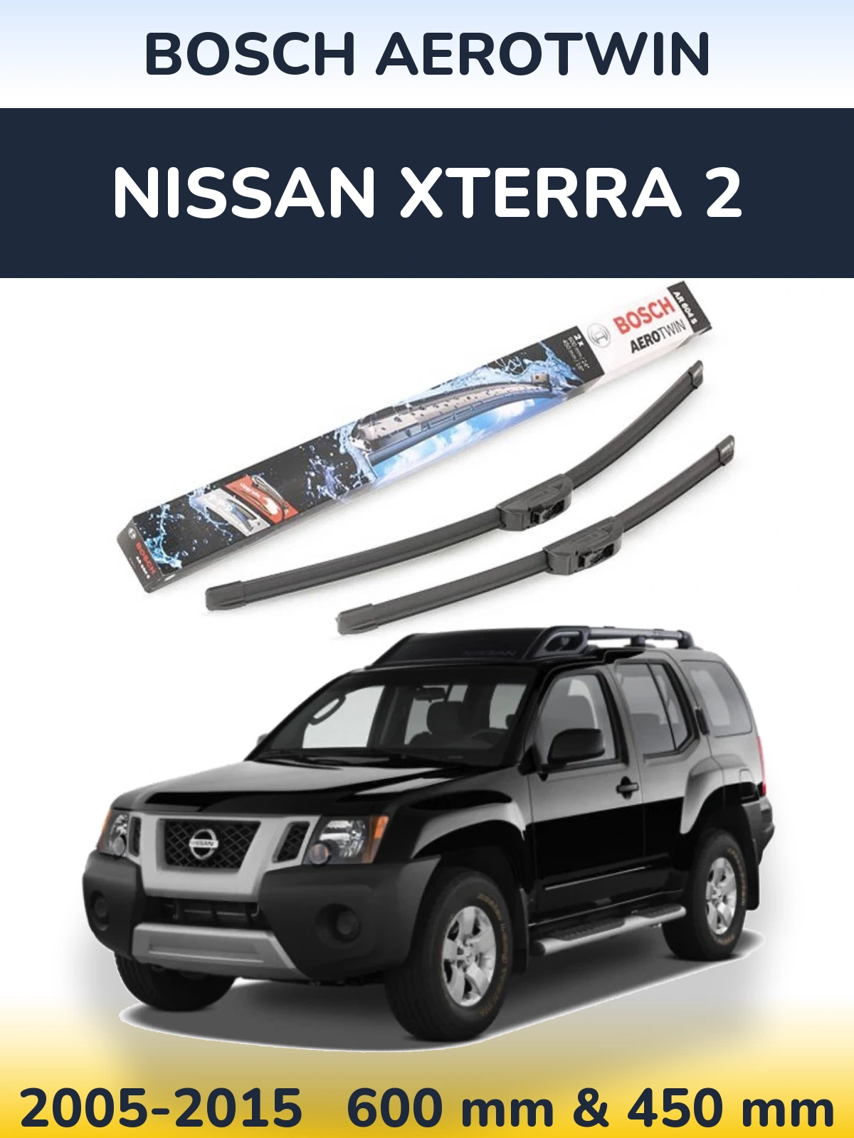 Komplet przednich wycieraczek BOSCH AeroTwin 600 & 450 mm do Nissan Xterra 2 2005-2015