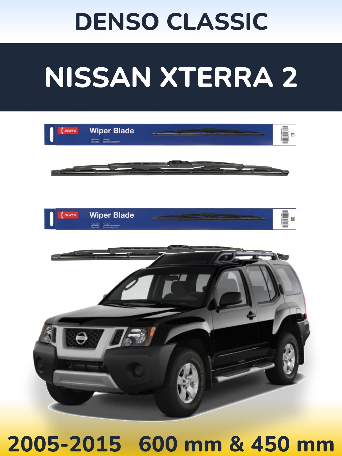 Front wiper blade set Denso Classic 600 & 450 mm for Nissan Xterra 2 2005-2015