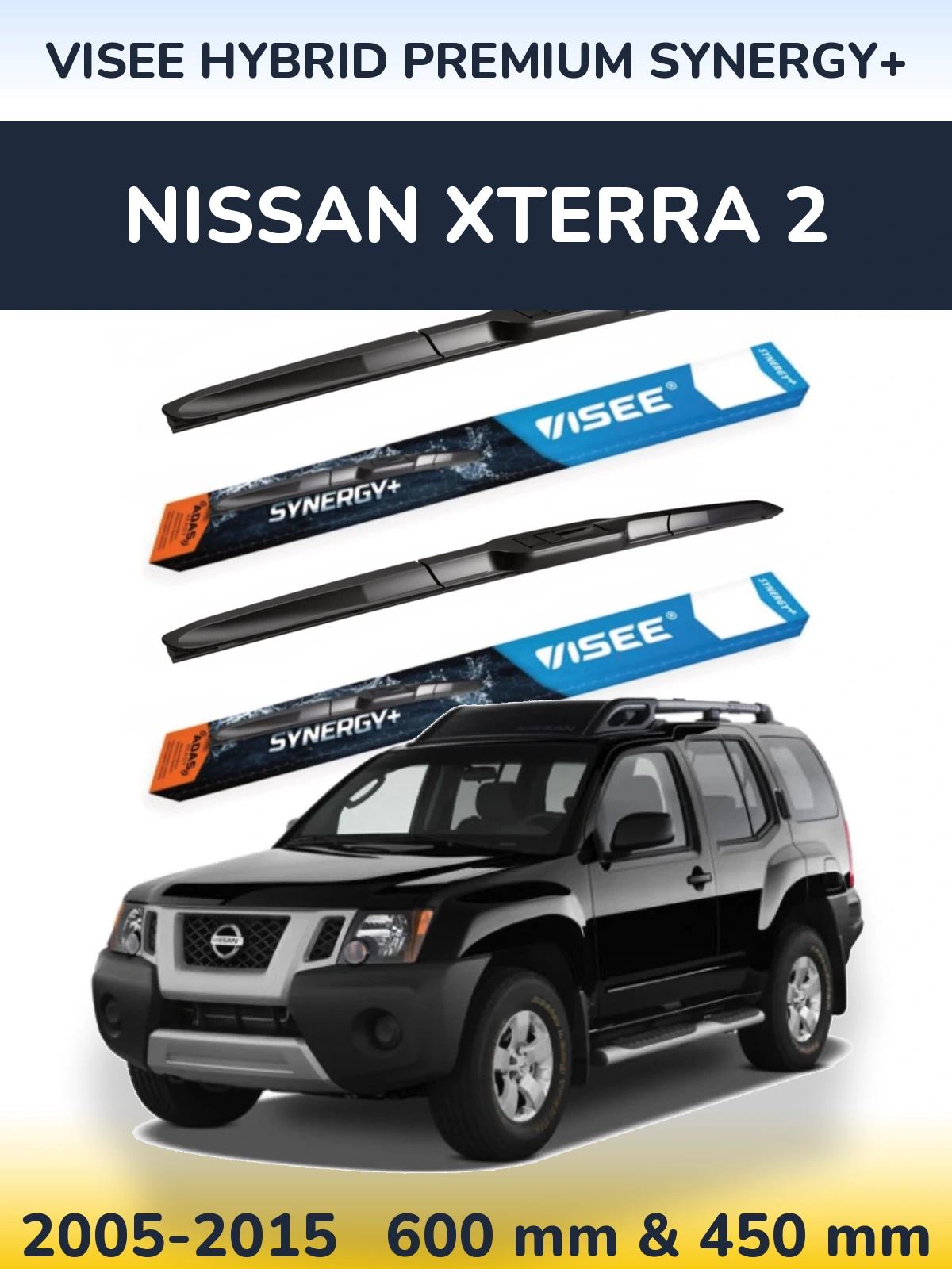 Komplet przednich wycieraczek VISEE HYBRID PREMIUM SYNERGY+ 600 & 450 mm do Nissan Xterra 2 2005-2015