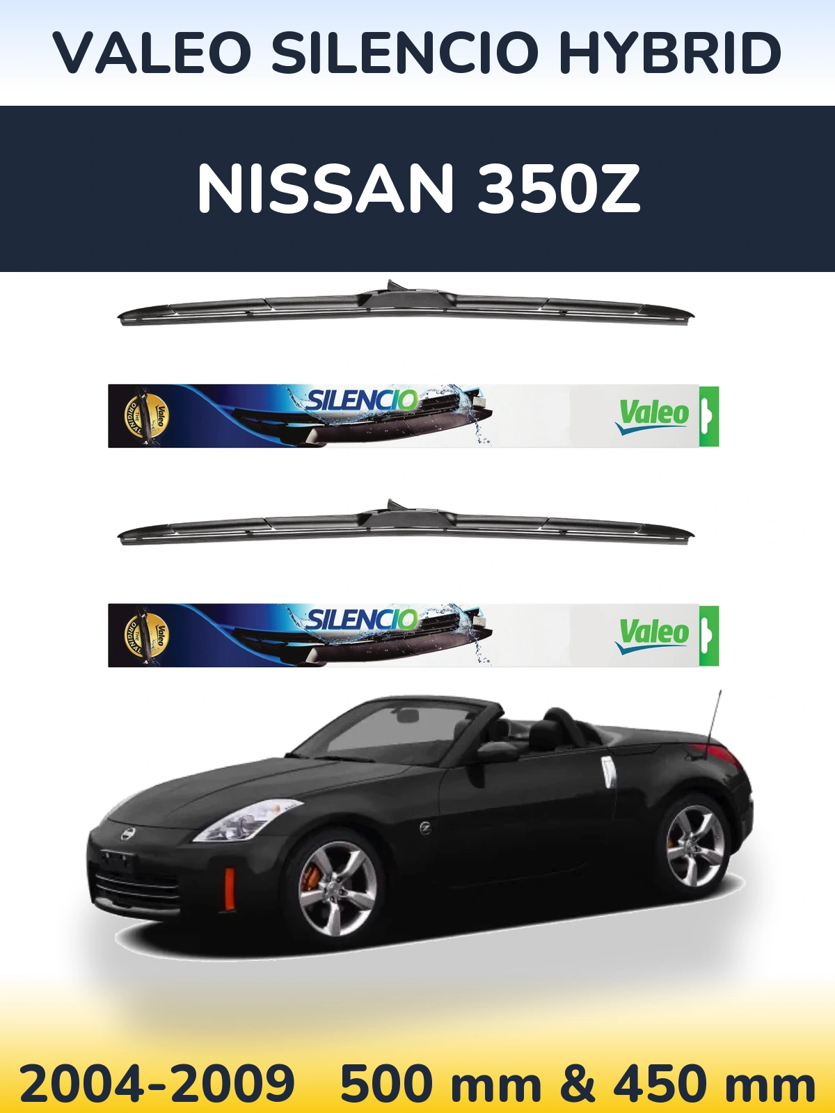 Комплект передних дворников Valeo Silencio Hybrid 500 & 450 мм для Nissan 350Z 2004-2009