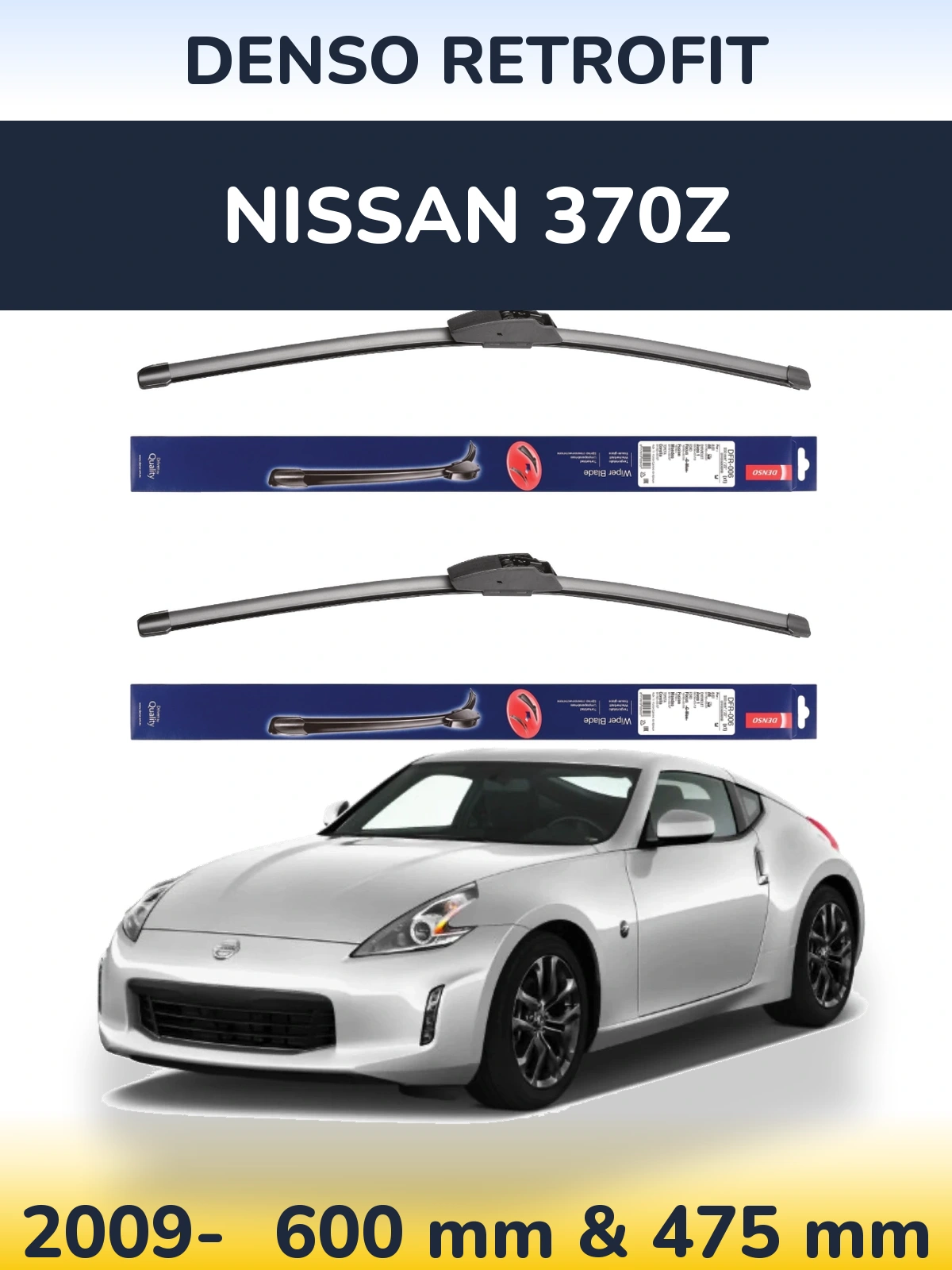 Komplet przednich wycieraczek Denso Retrofit 600 & 475 mm do Nissan 370Z 2009-2026