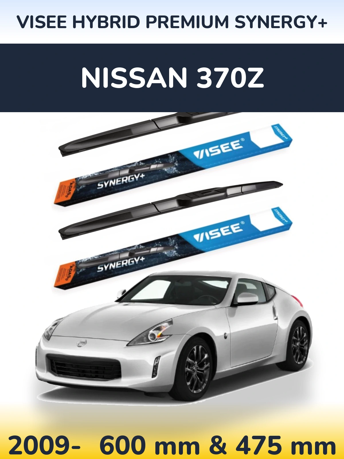 Komplet przednich wycieraczek VISEE HYBRID PREMIUM SYNERGY+ 600 & 475 mm do Nissan 370Z 2009-2026