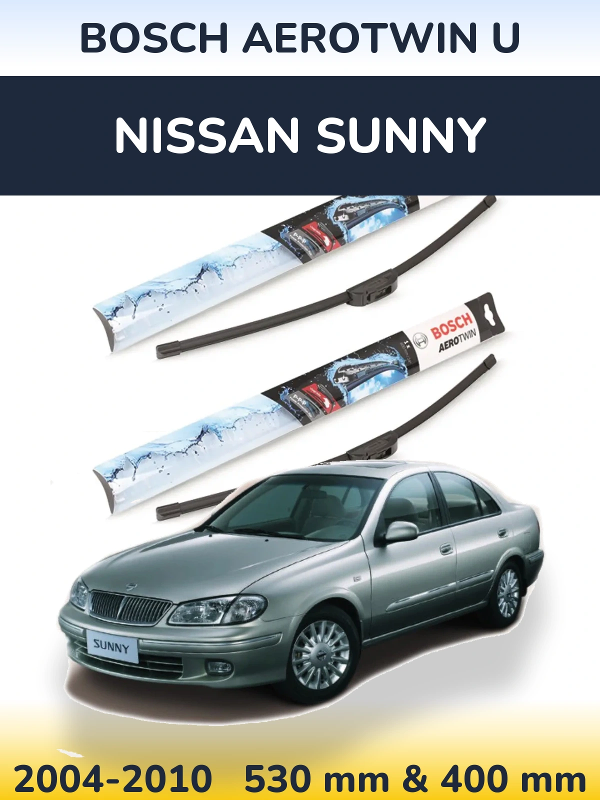 Komplet przednich wycieraczek BOSCH AeroTwin U 530 & 400 mm do Nissan Sunny 2004-2010