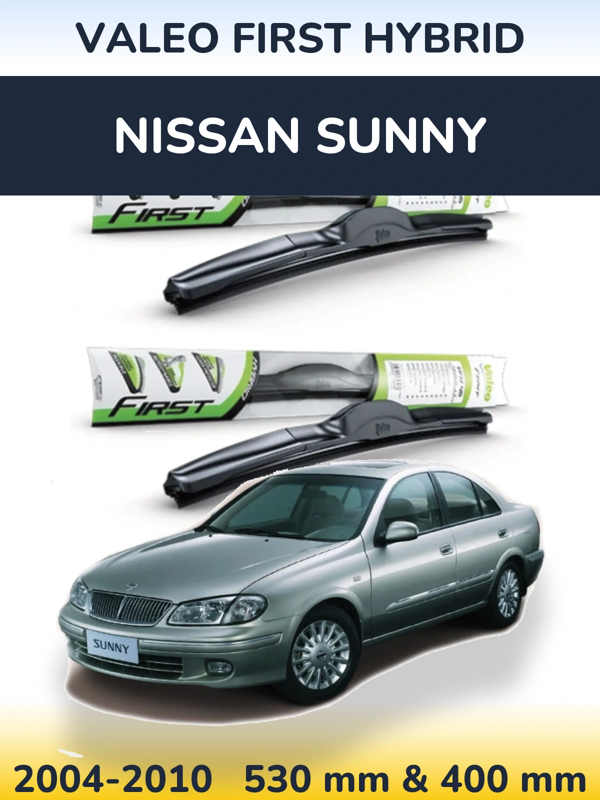 Komplet przednich wycieraczek Valeo First Hybrid 530 & 400 mm do Nissan Sunny 2004-2010