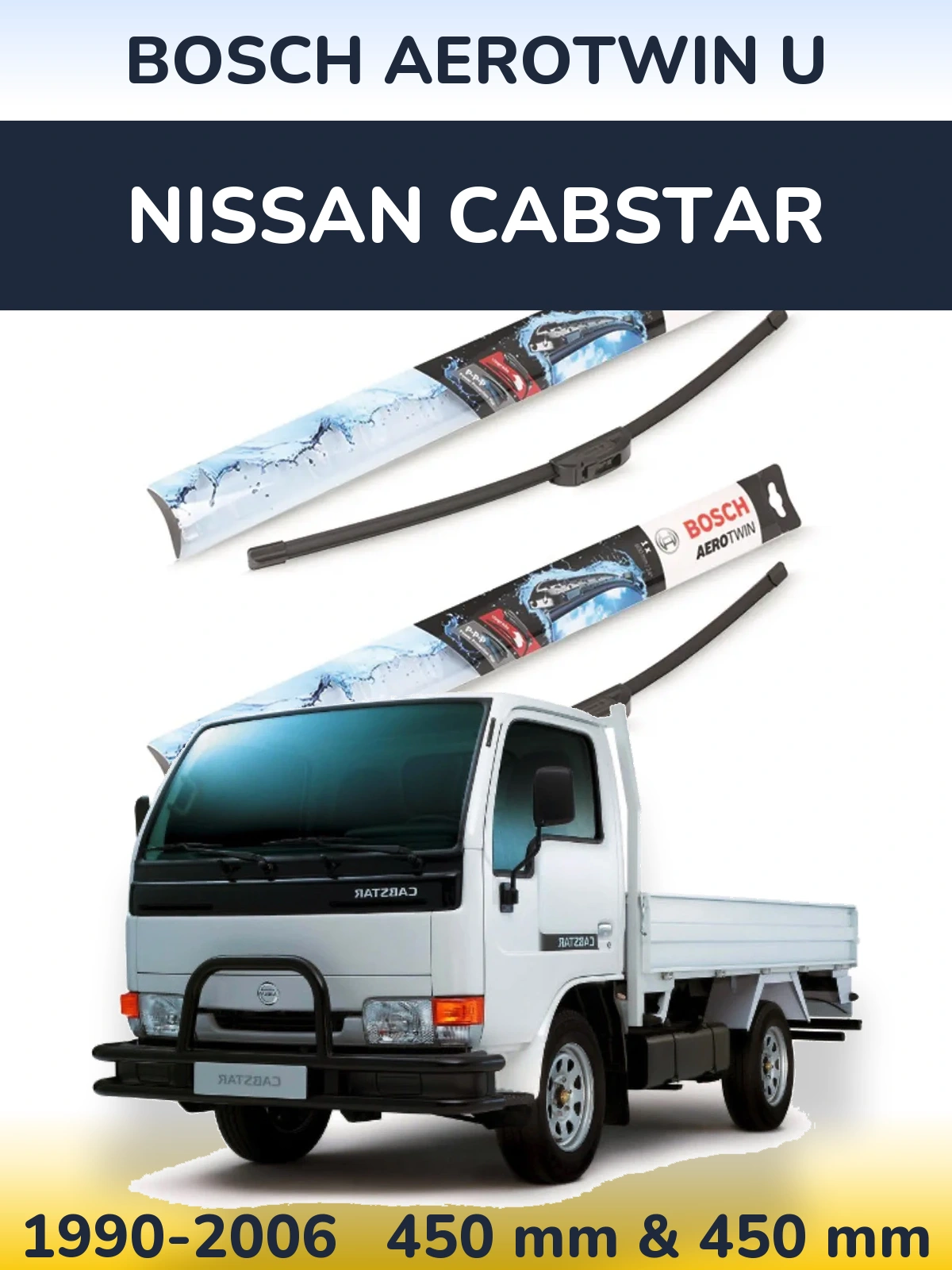 Komplet przednich wycieraczek BOSCH AeroTwin U 450 & 450 mm do Nissan Cabstar 1990-2006