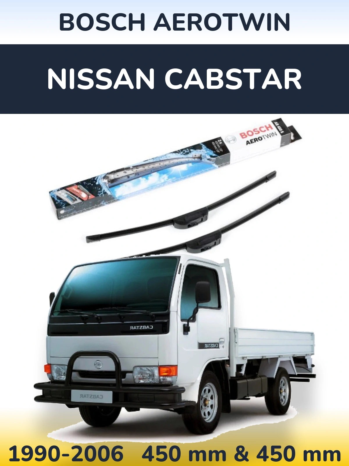 Комплект передніх щіток BOSCH AeroTwin 450 & 450 мм для Nissan Cabstar 1990-2006