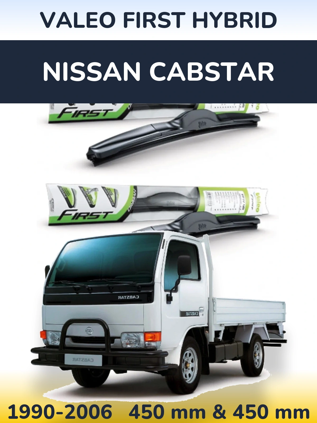 Komplet przednich wycieraczek Valeo First Hybrid 450 & 450 mm do Nissan Cabstar 1990-2006